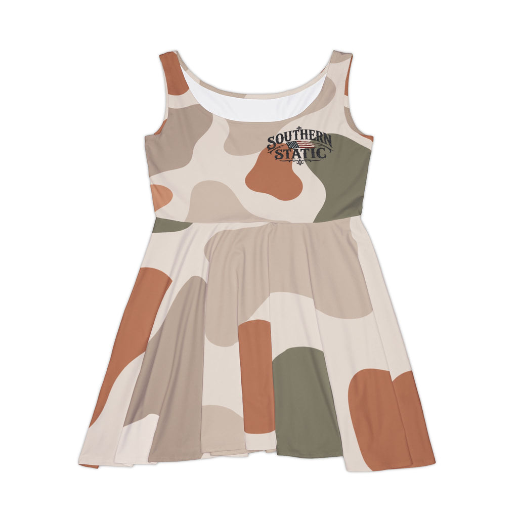 Abstract Earth Tone Camo Women's Skater Dress | All-Over Print