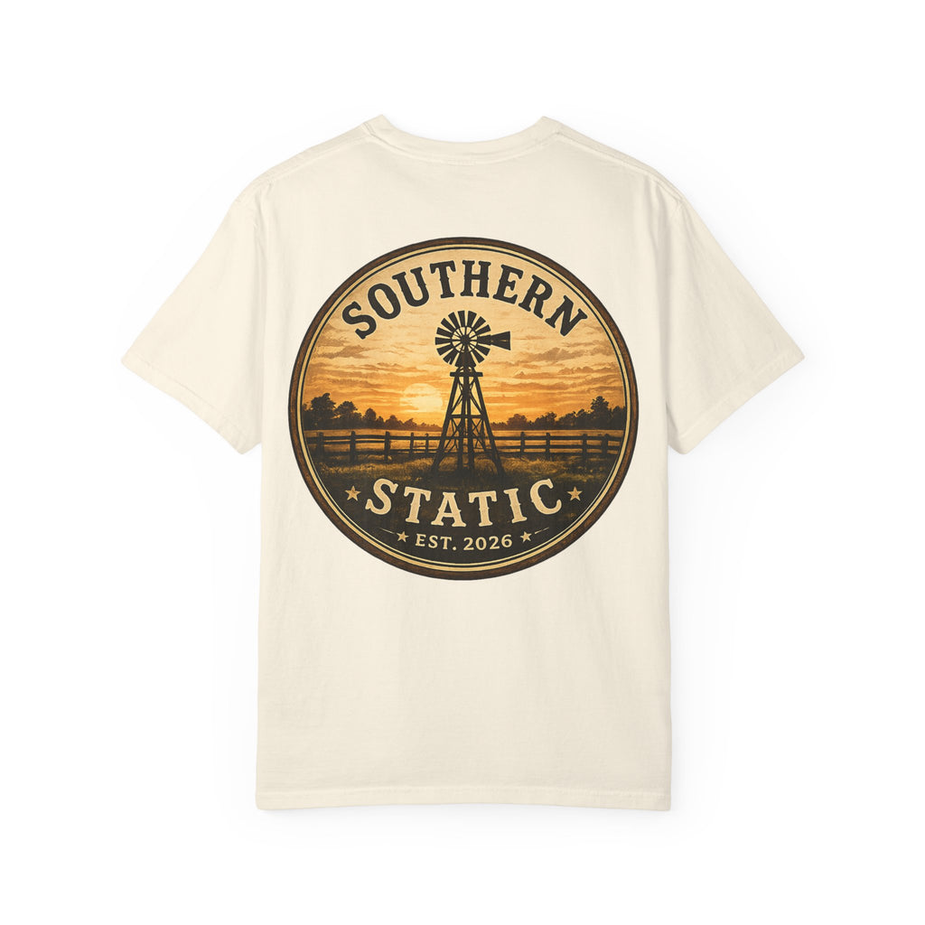 Southern Static Windmill T-Shirt — Vintage Sunset Graphic Tee