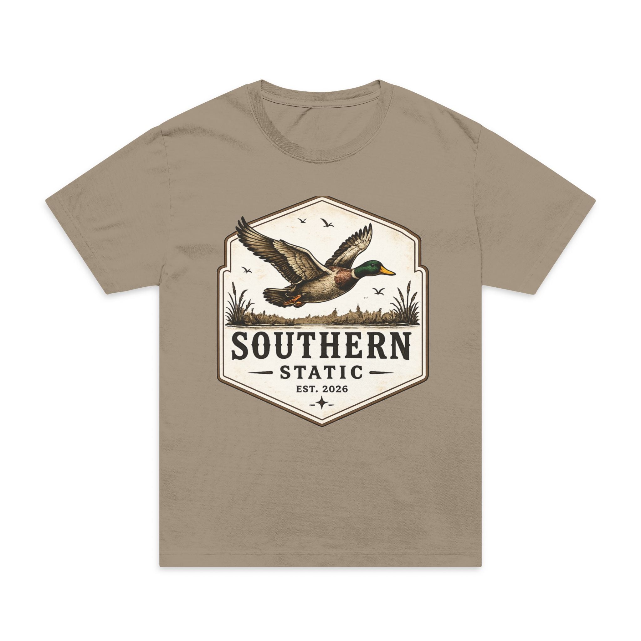 Duck Hunting Badge T-Shirt — "Southern Static" Vintage Mallard Tee