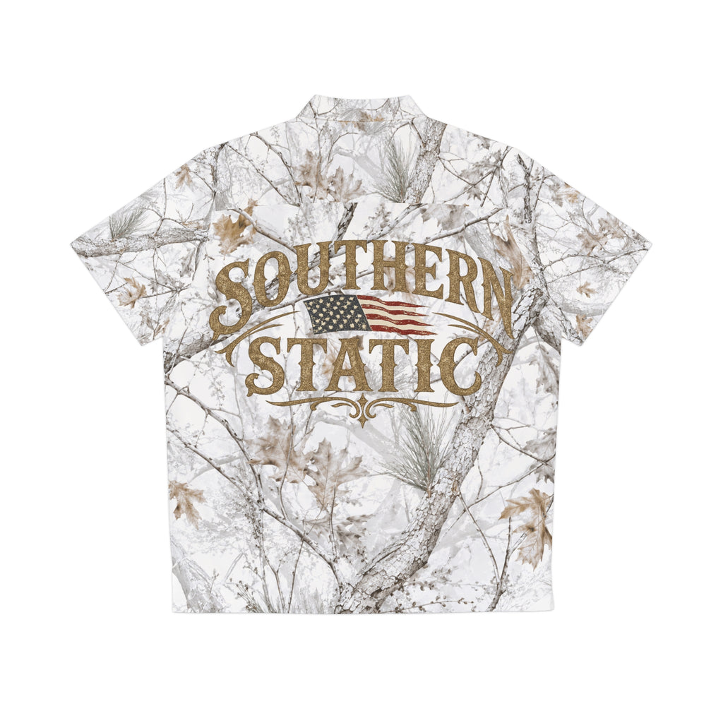 Southern Static Camo Hawaiian Shirt | All-Over Print