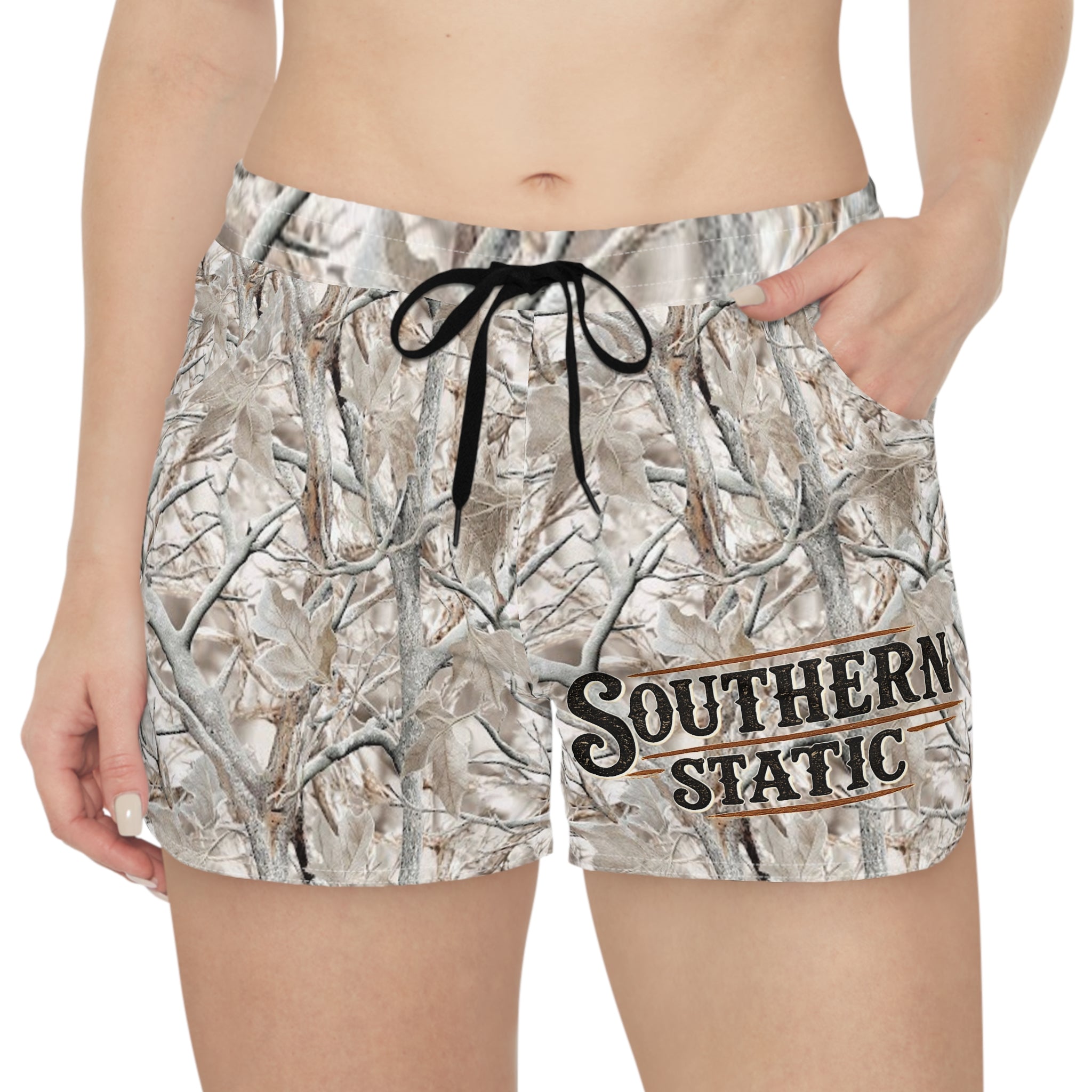 Casual Shorts - Southern Static Snow Camo Print