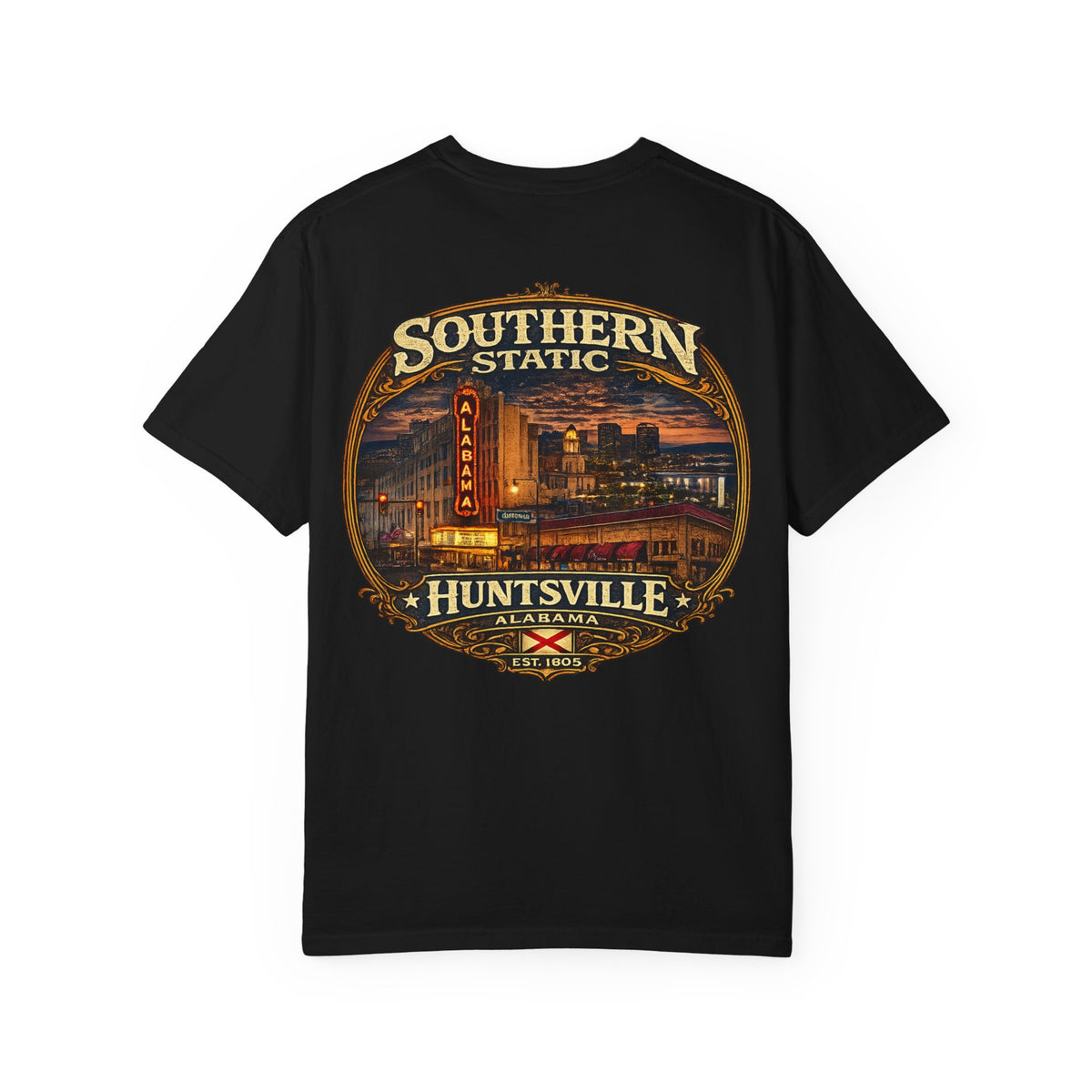 Huntsville Alabama Southern Static T-Shirt — Vintage City Skyline Tee