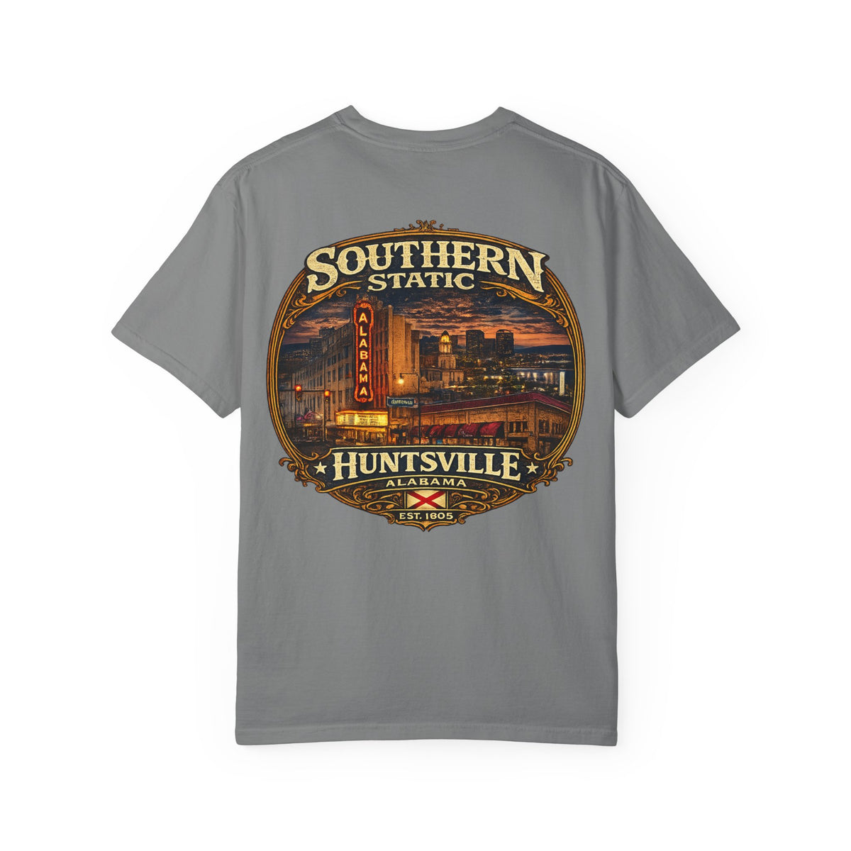 Huntsville Alabama Southern Static T-Shirt — Vintage City Skyline Tee