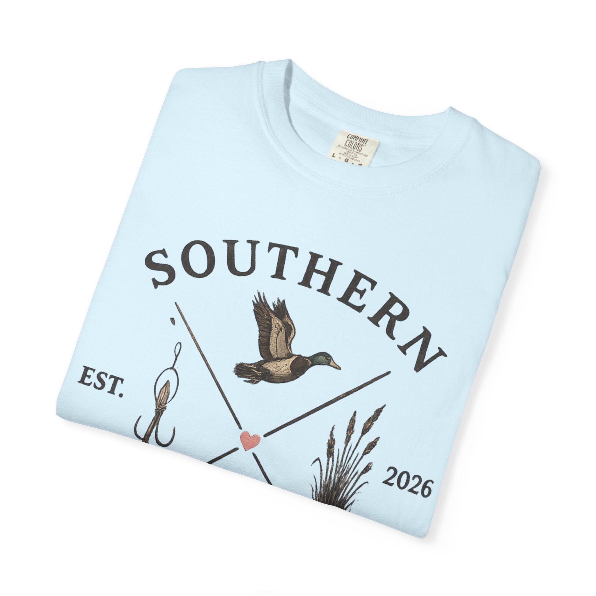 Southern Static Fishing & Hunting T-Shirt — Outdoor Dog, Duck & Marsh Graphic