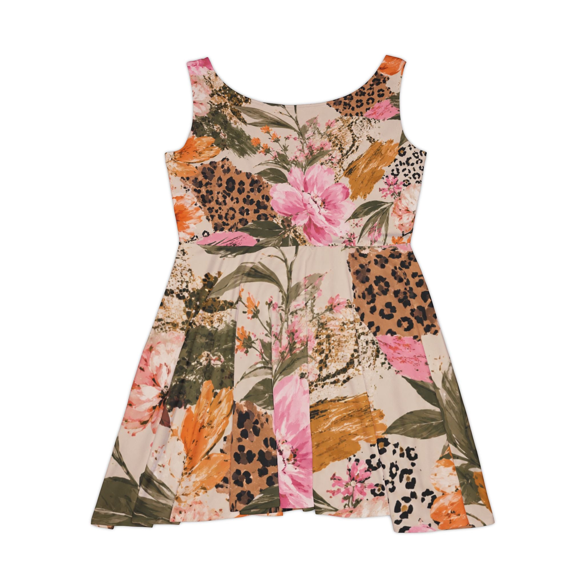 Floral Leopard Patchwork Women's Skater Dress | All-Over Print