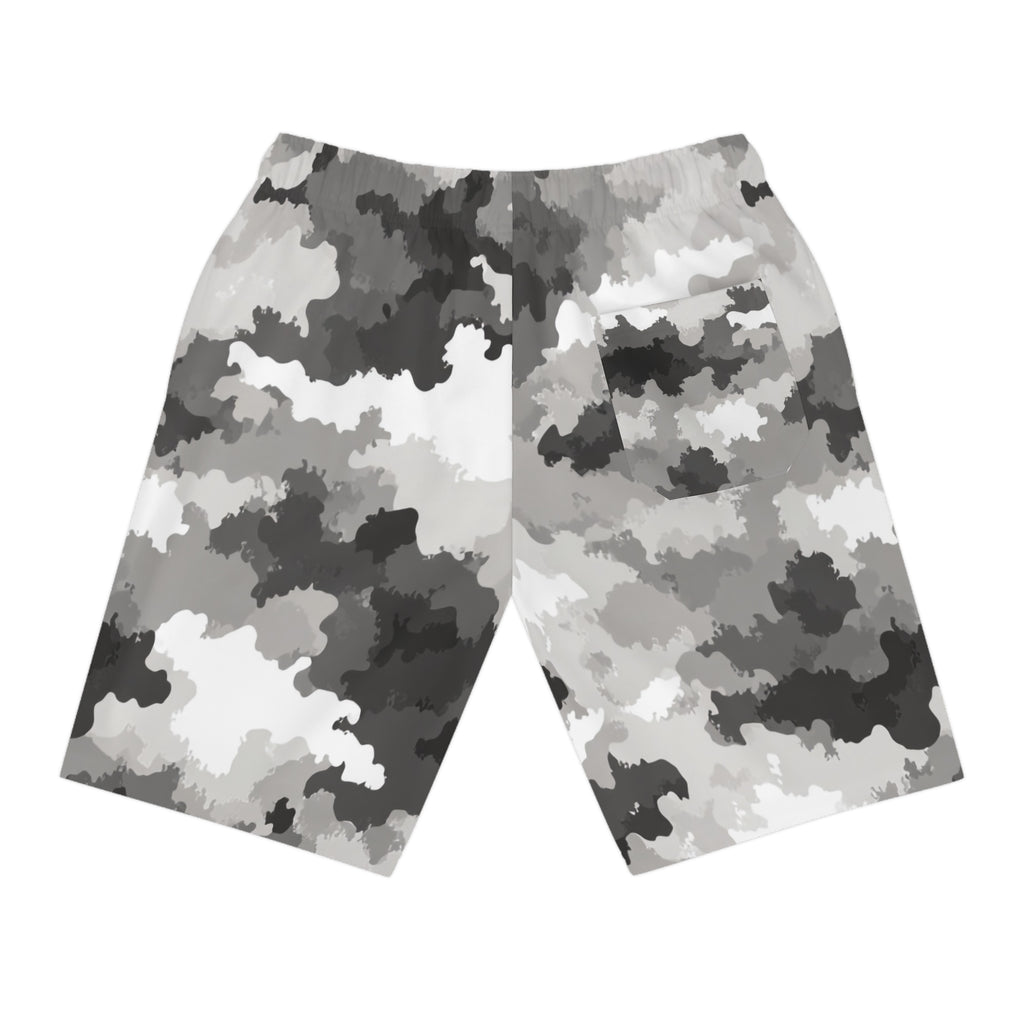Gray Camo Athletic Long Shorts — Southern Savages Logo