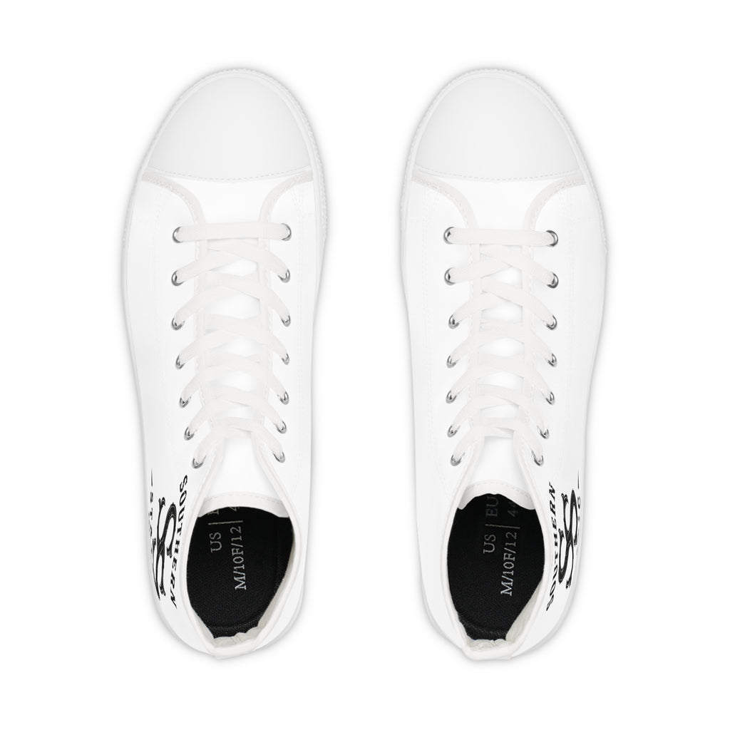 Men's High Top Sneakers — Classic White Canvas Athletic Shoes
