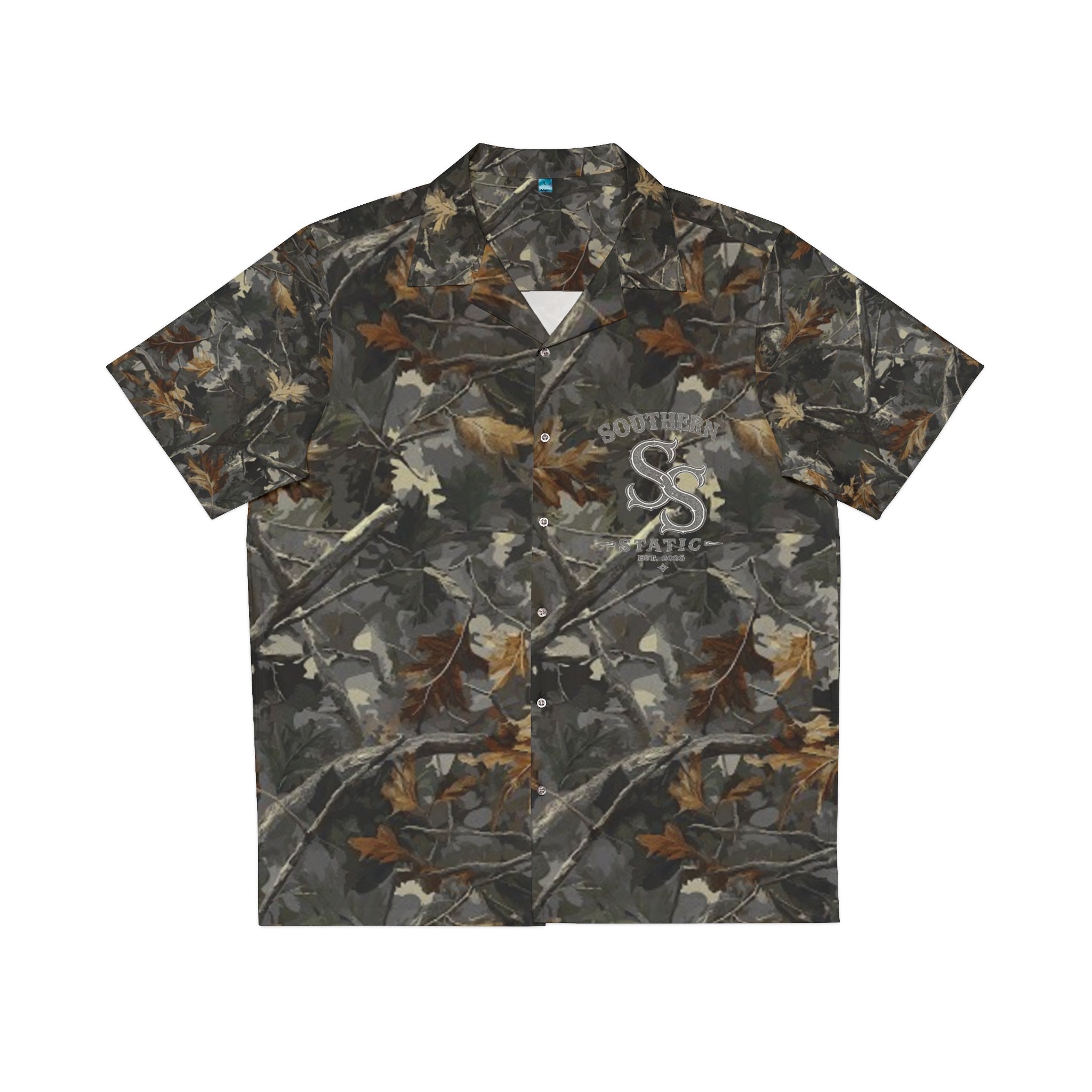 Camo Leaf Hawaiian Shirt — Men’s All-Over Print Tropical Camo Shirt