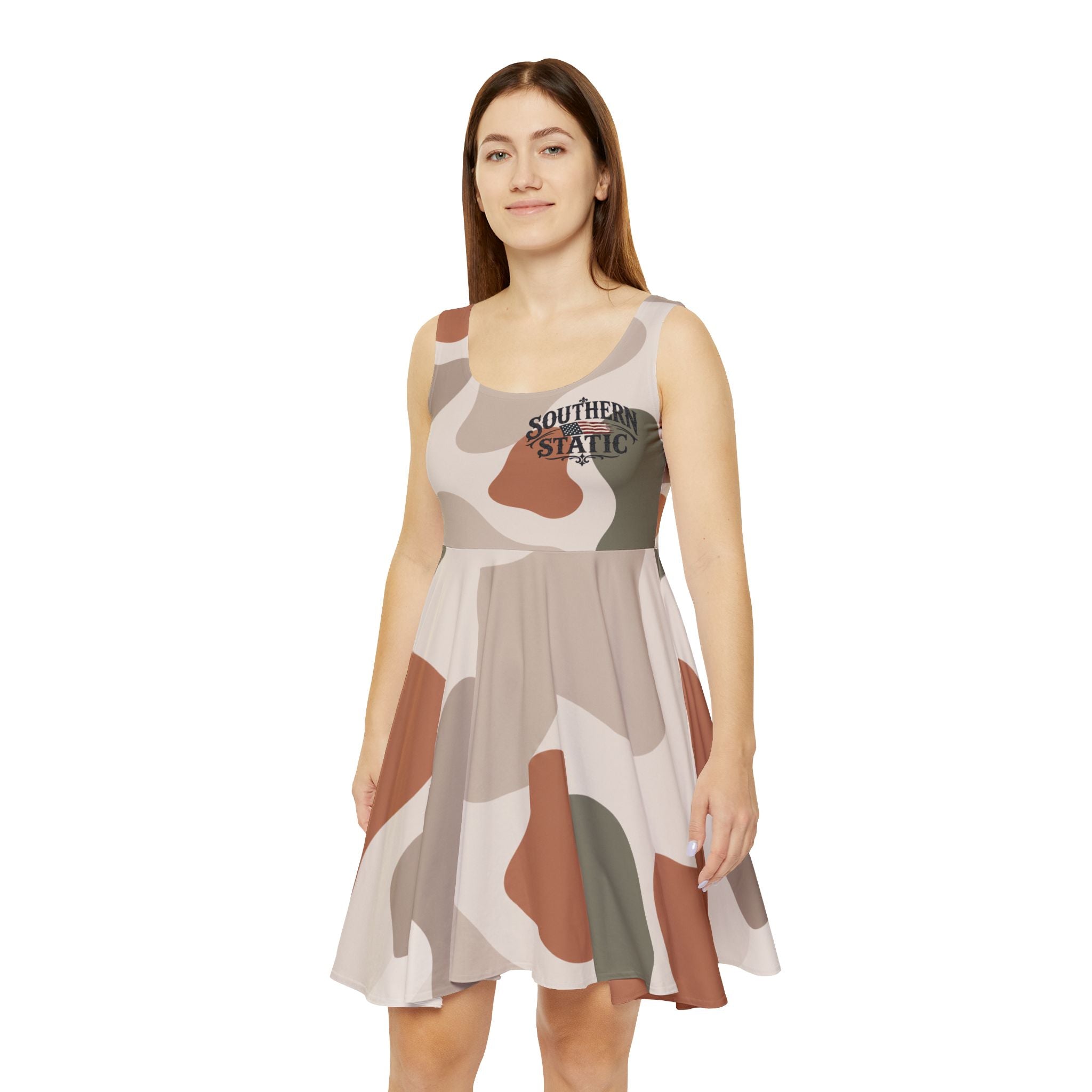 Abstract Earth Tone Camo Women's Skater Dress | All-Over Print
