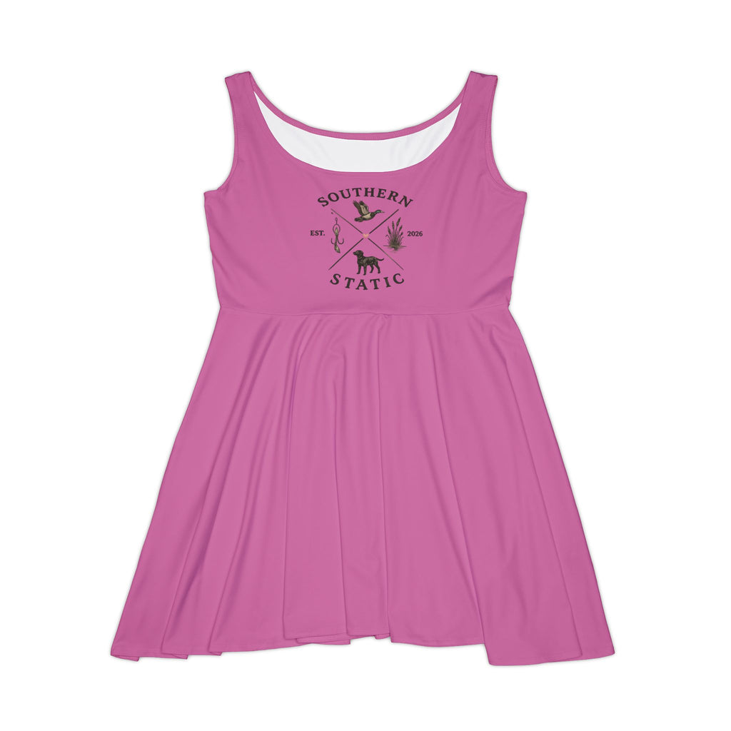 Southern Static Pink Camo Skater Dress — Women's AOP Casual Dress