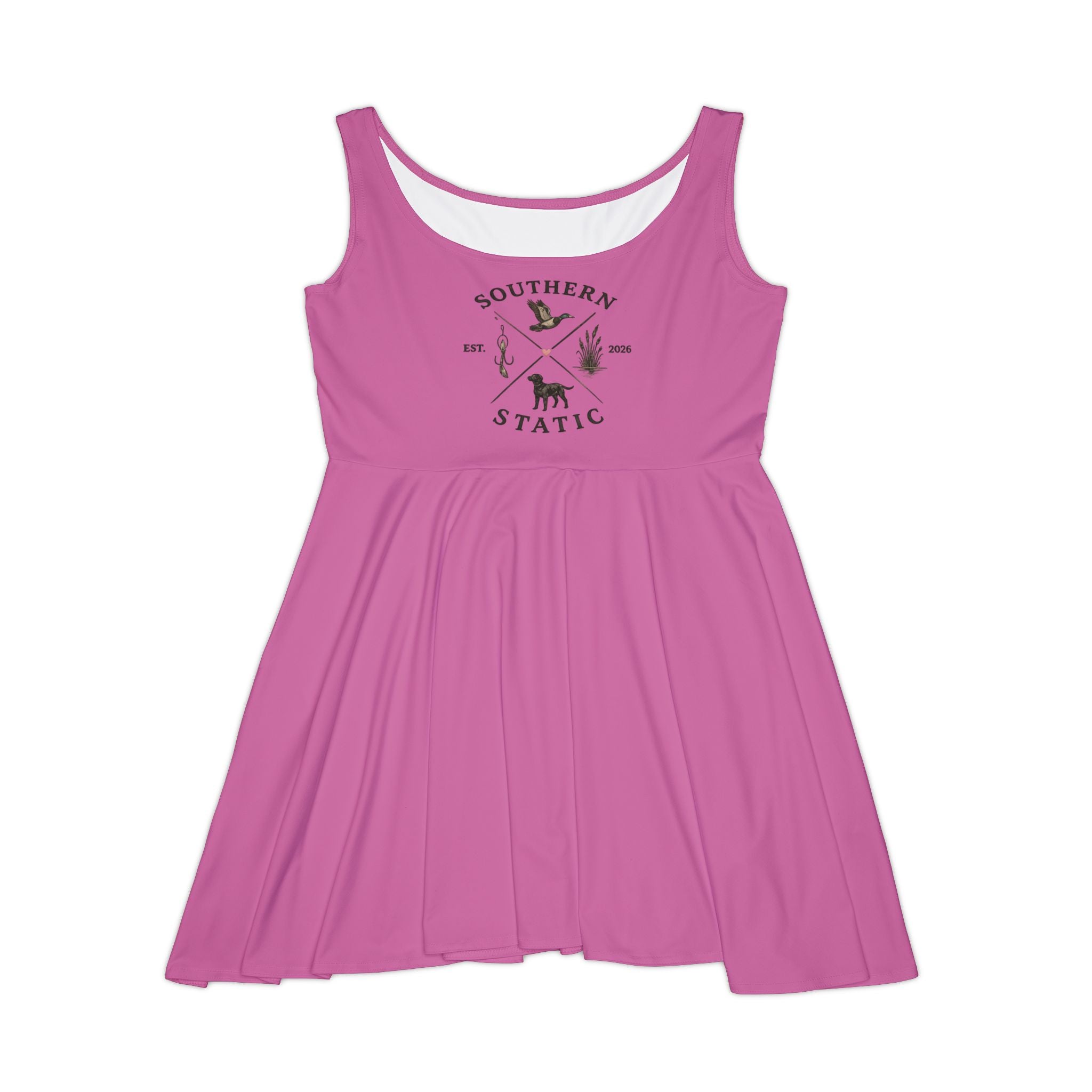 Southern Static Pink Camo Skater Dress — Women's AOP Casual Dress
