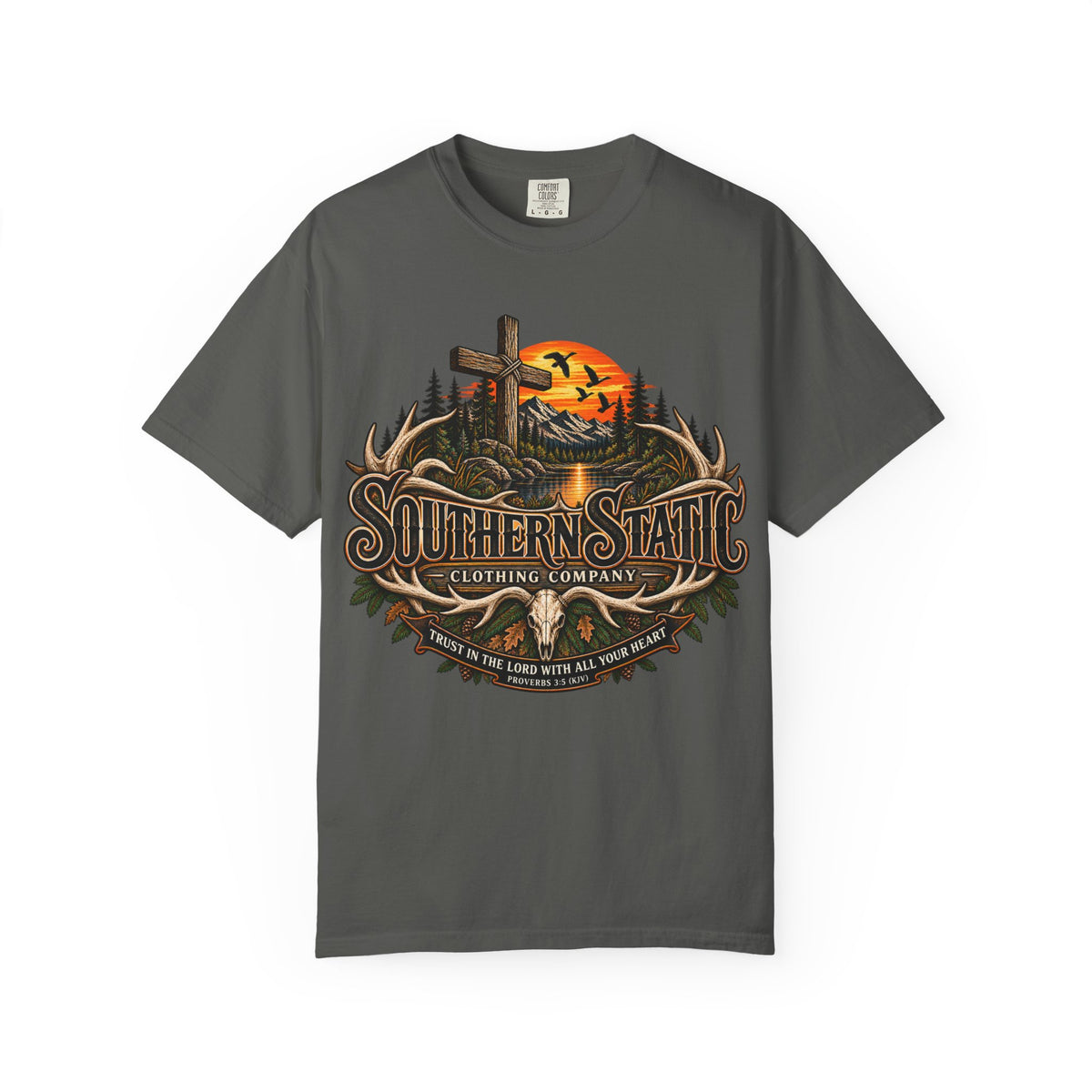 T-Shirt — Southern Static Rustic Cross Sunset Graphic Tee
