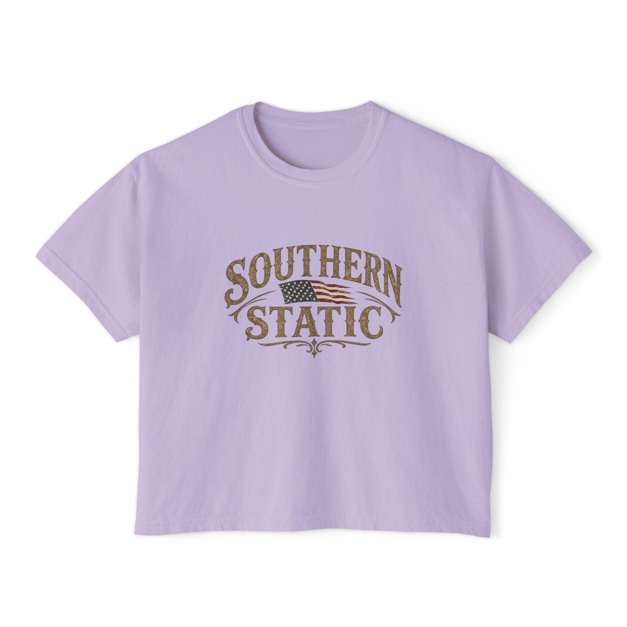 Southern Static Women's Boxy Tee — Vintage Americana Graphic Cropped T‑Shirt