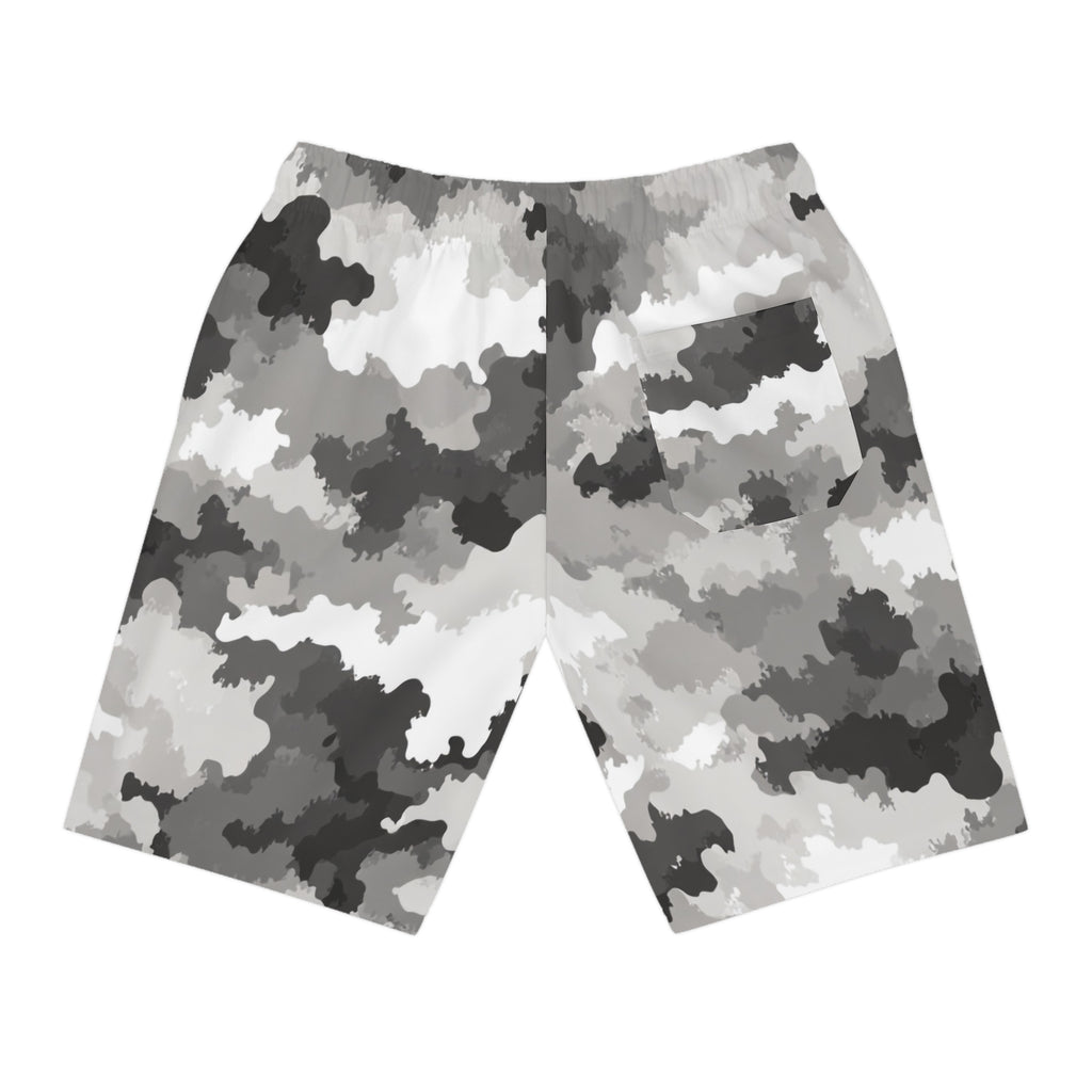 Gray Camo Athletic Long Shorts — Southern Savages Logo
