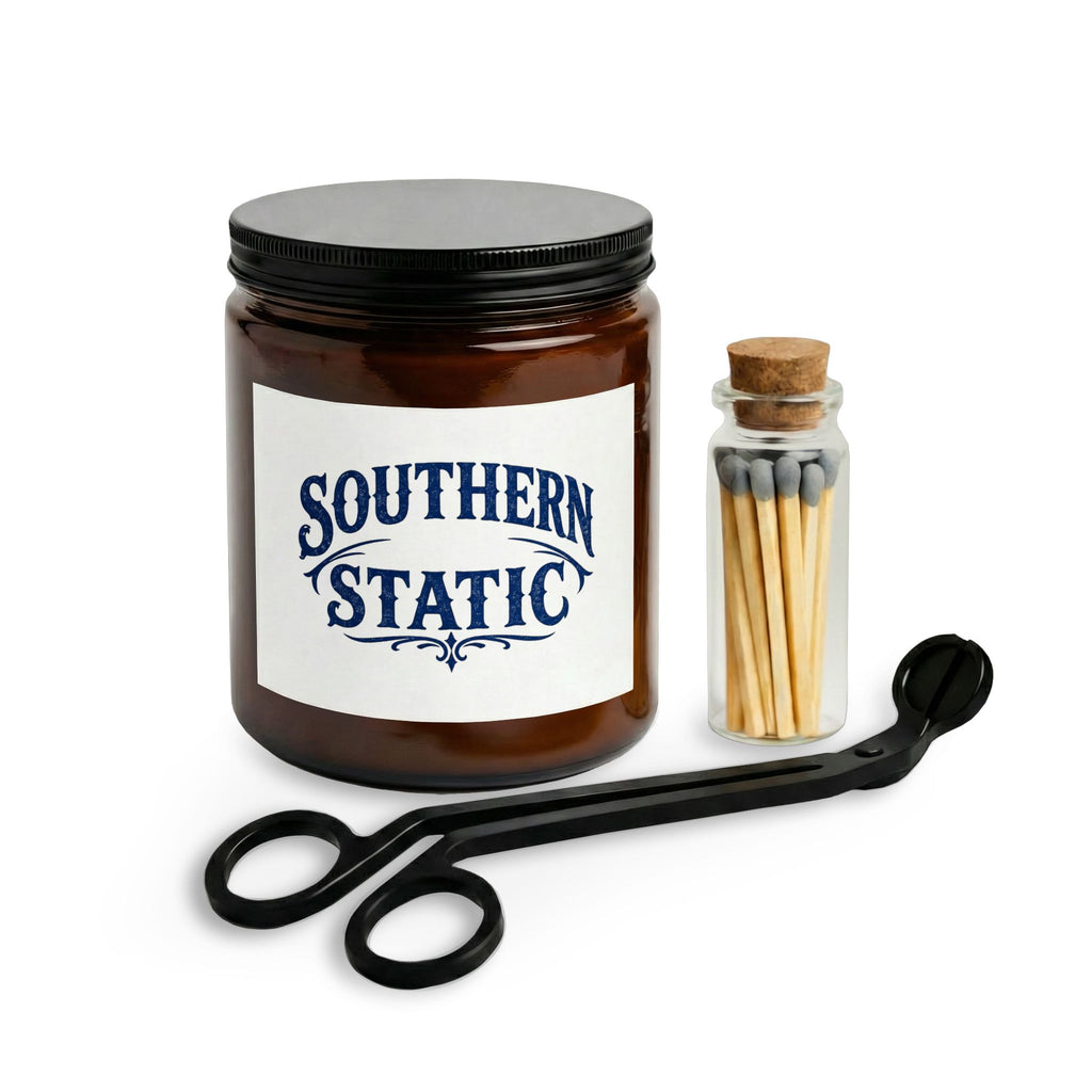 Southern Static Candle Set | Jar Candle with Matches and Wick Trimmer