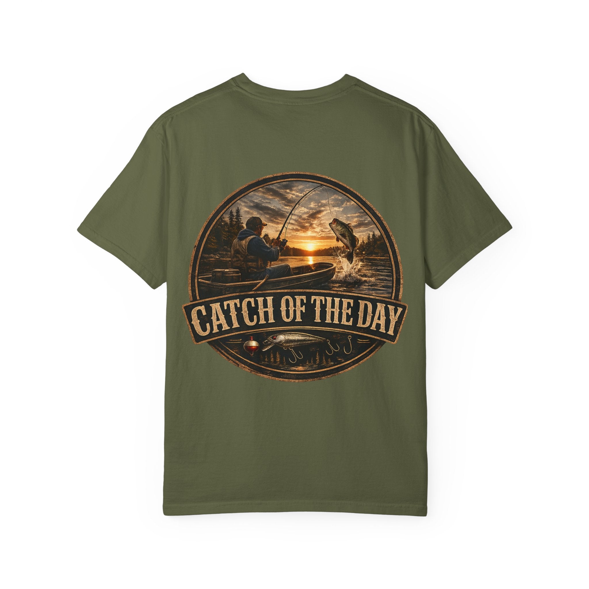 Catch of the Day Fishing Scene T-Shirt | Sunset Fishermen Graphic