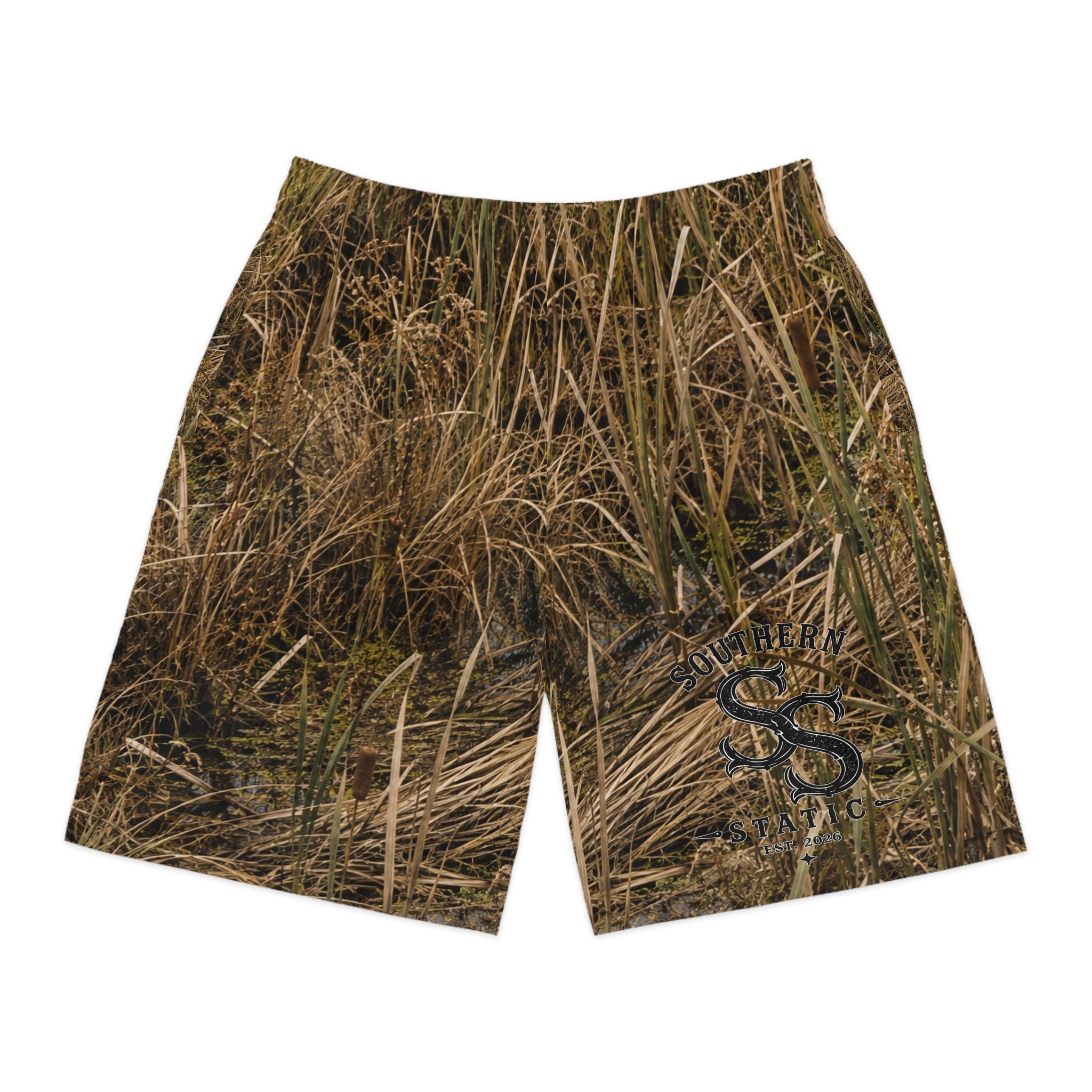 Camouflage Grass Print Jogger Shorts