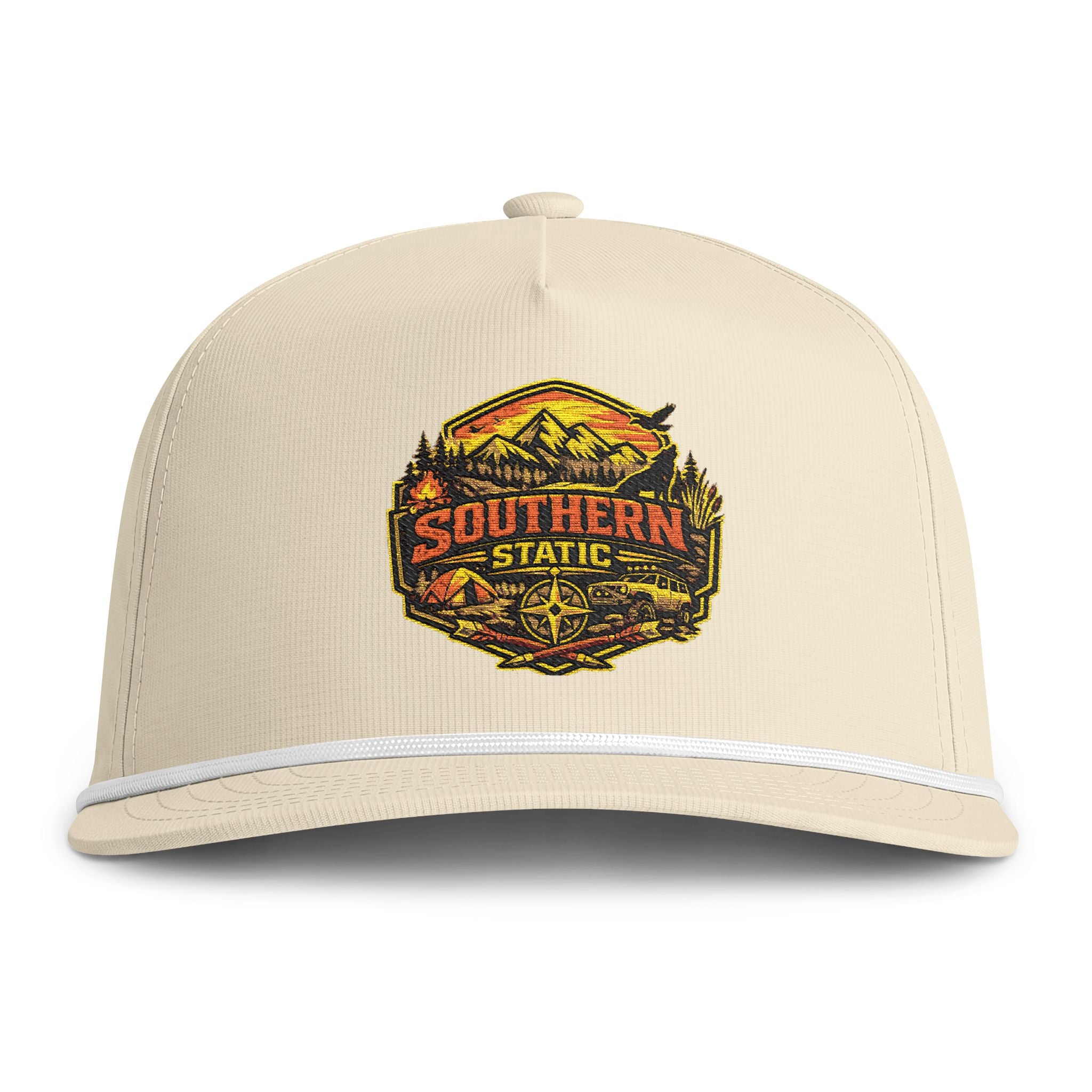 Southern Static Sunwashed Rope Cap – Vintage Mountain Logo Trucker Hat