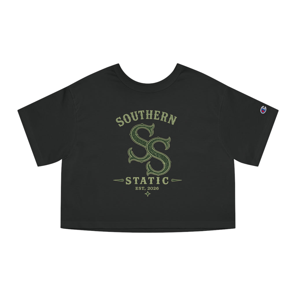 Southern Static Cropped T-Shirt — Vintage Athletic Logo Women’s Tee