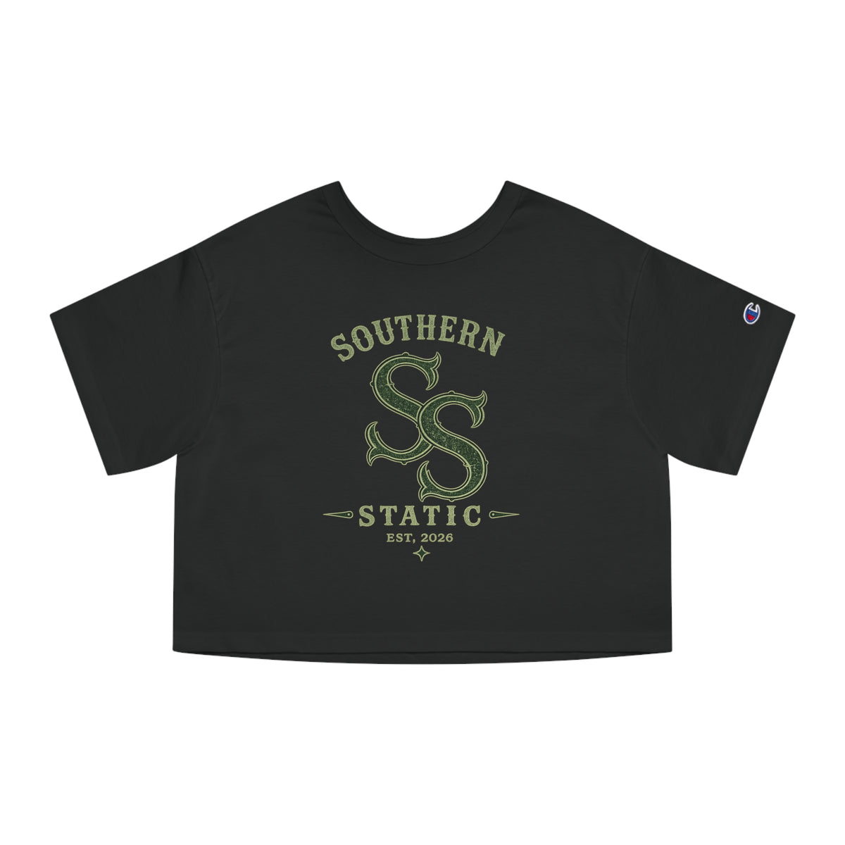 Southern Static Cropped T-Shirt — Vintage Athletic Logo Women’s Tee