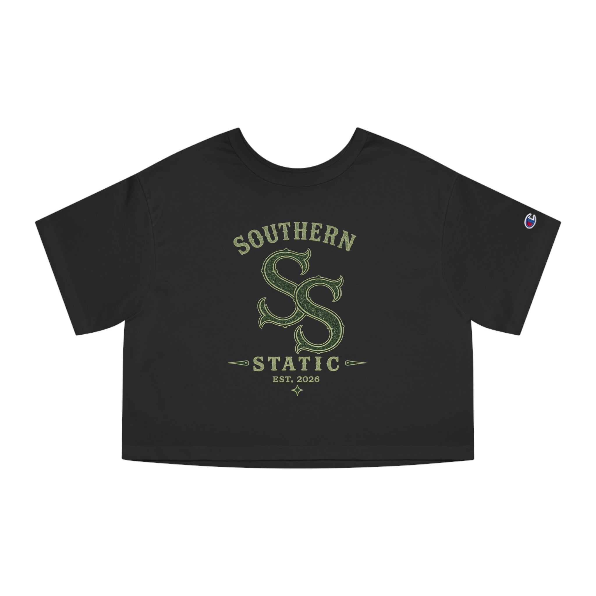 Southern Static Cropped T-Shirt — Vintage Athletic Logo Women’s Tee
