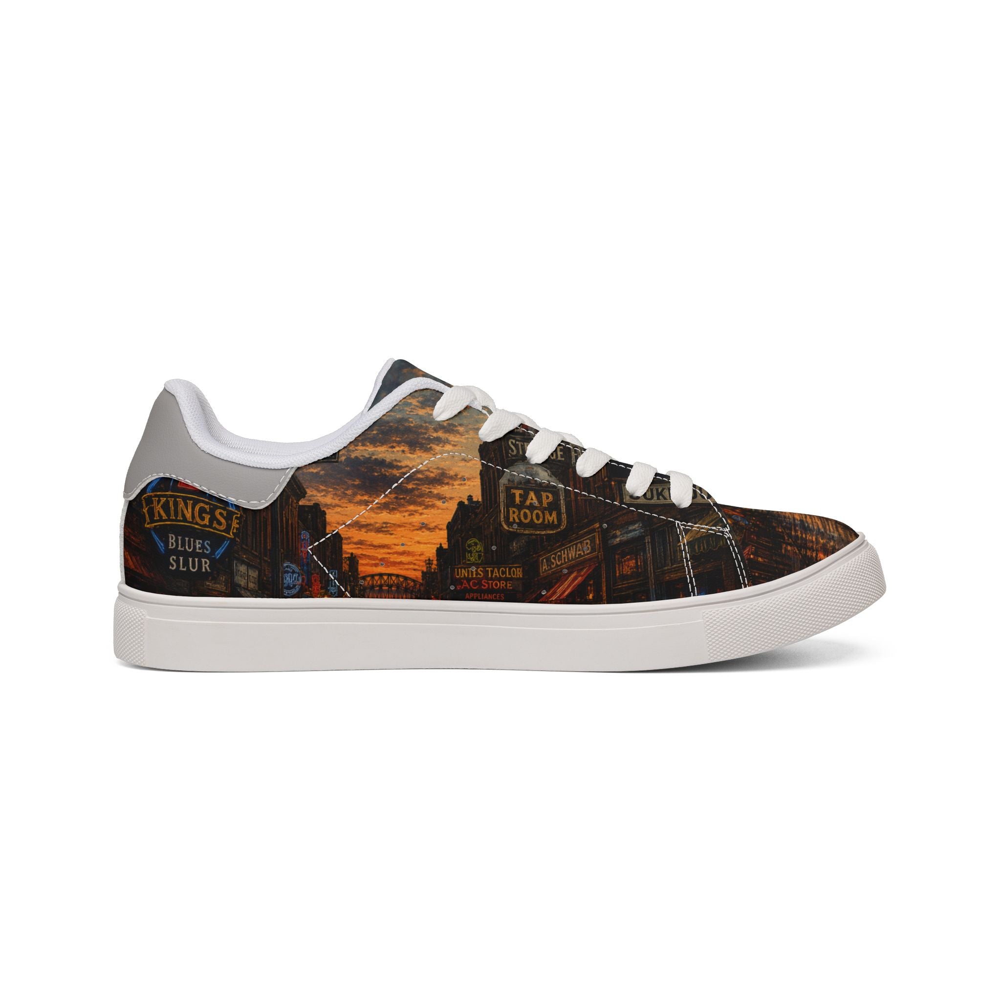 City Skyline at Dusk Sneakers | Low-Top Leather Shoes