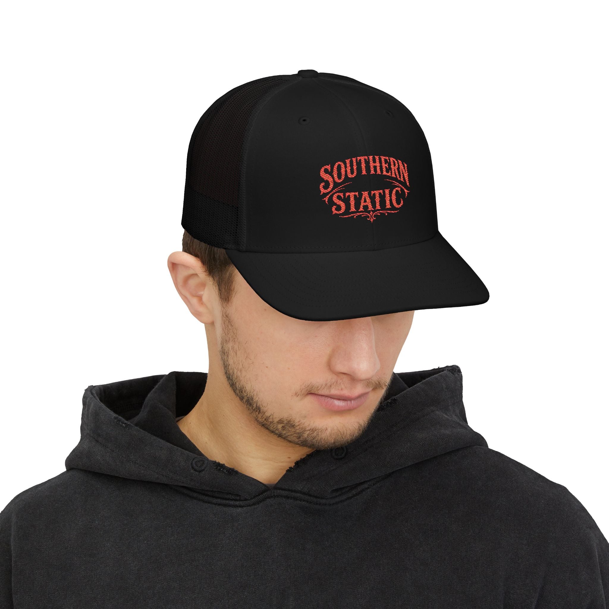 Southern Static Snapback Cap | Trucker Hat, Embroidered Logo, Retro Country