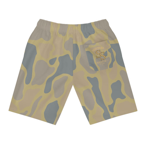 Desert Camo Athletic Shorts — Lightweight AOP Performance Shorts