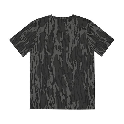 Black Camo Graphic Tee — "Southern Static" Orange Logo Men's Polyester Shirt