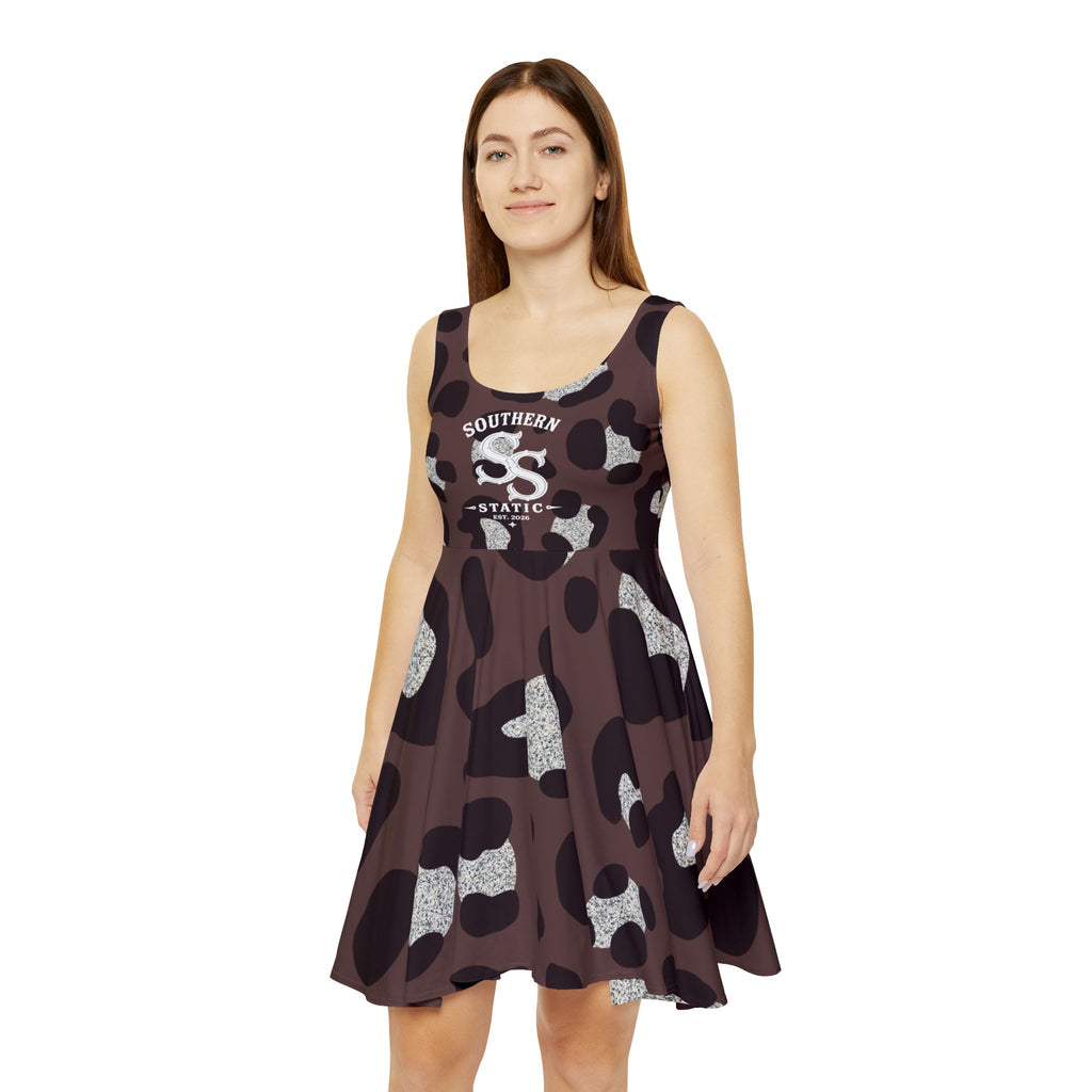Southern Static Leopard Print Skater Dress — American Flag Graphic