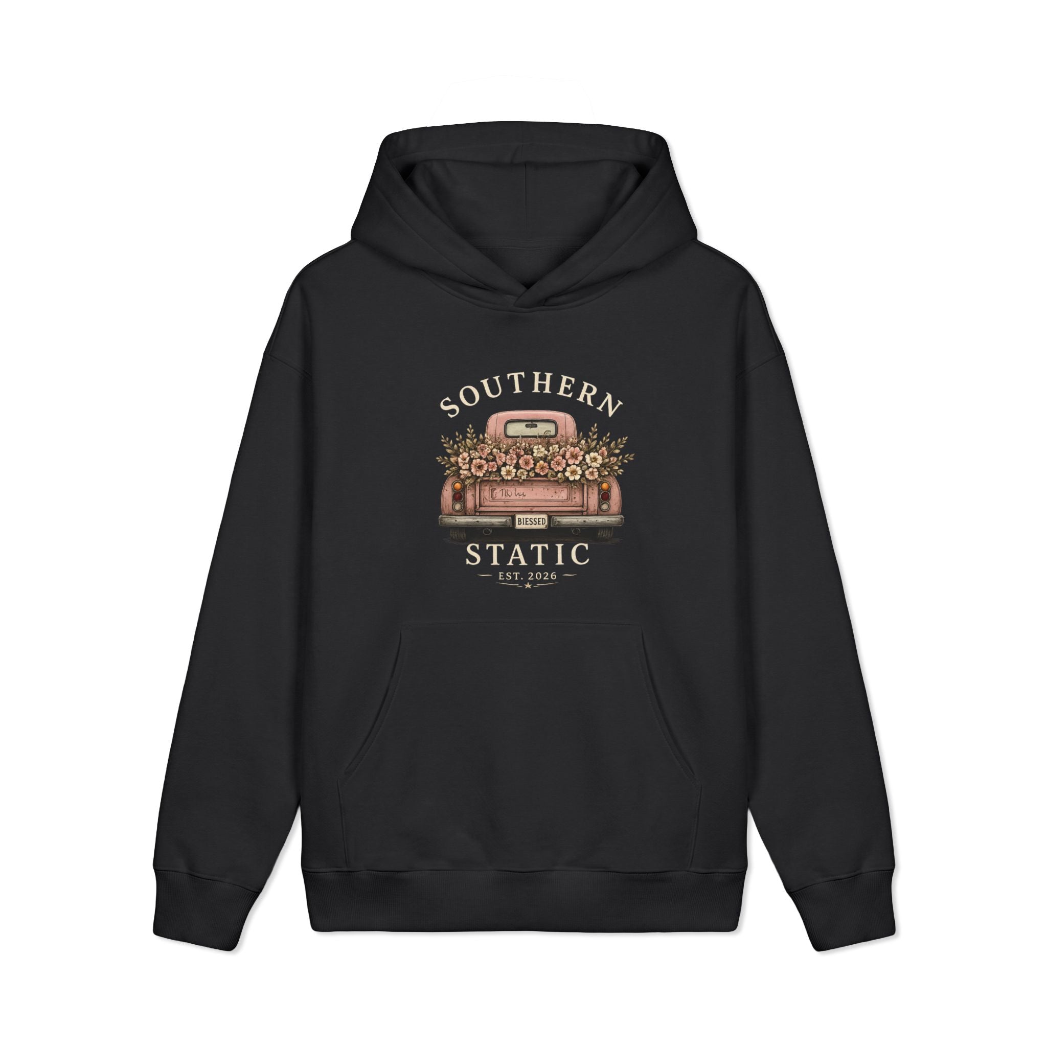 Southern Static Hoodie — Floral Vintage Truck Pullover