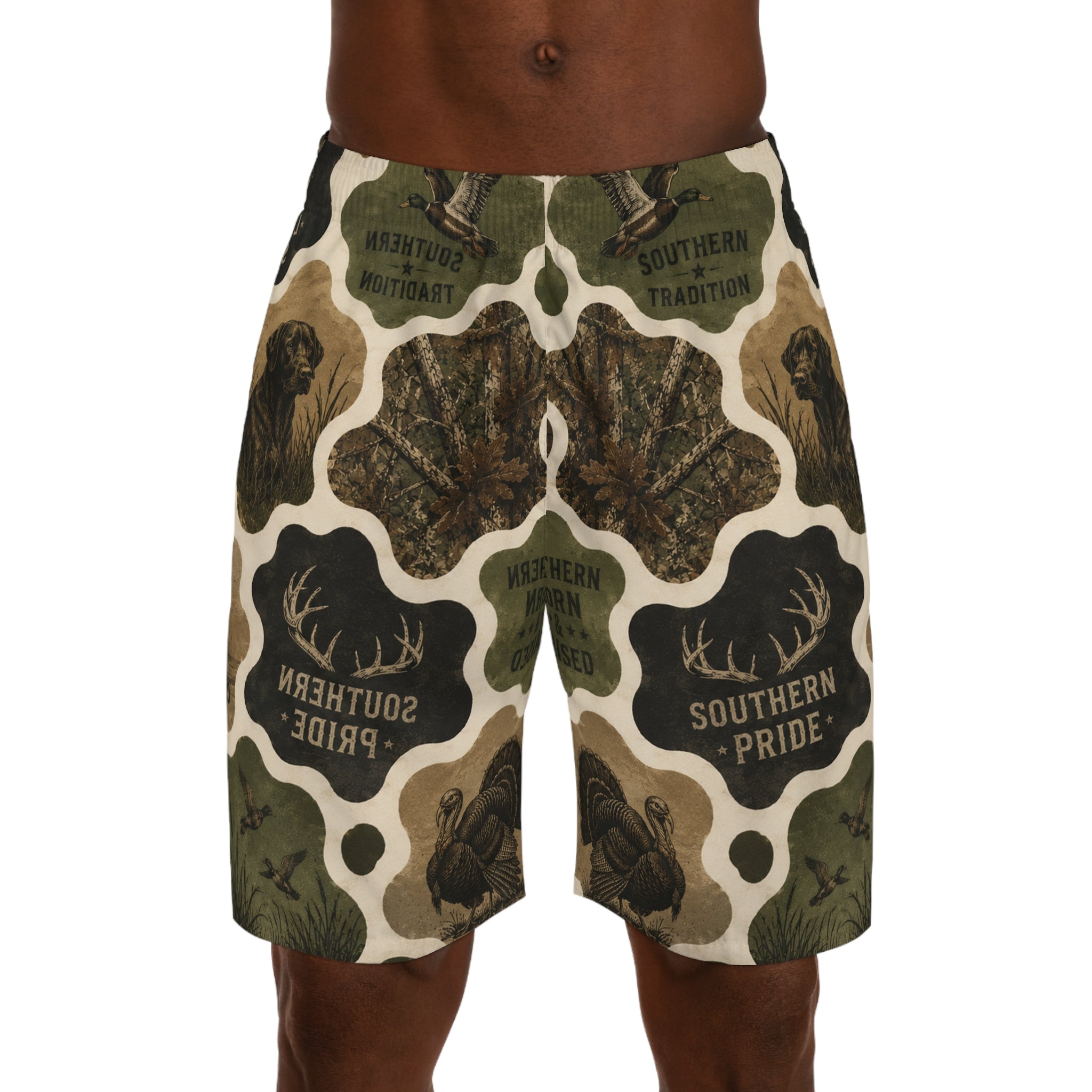 Southern Pride Camo Jogger Shorts — Hunting & Outdoors Patterned Men's Athletic Shorts