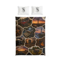 Rustic Coastal Cabin Cotton Bed Set – Vintage Lighthouse & Country Scenes Duvet Cover