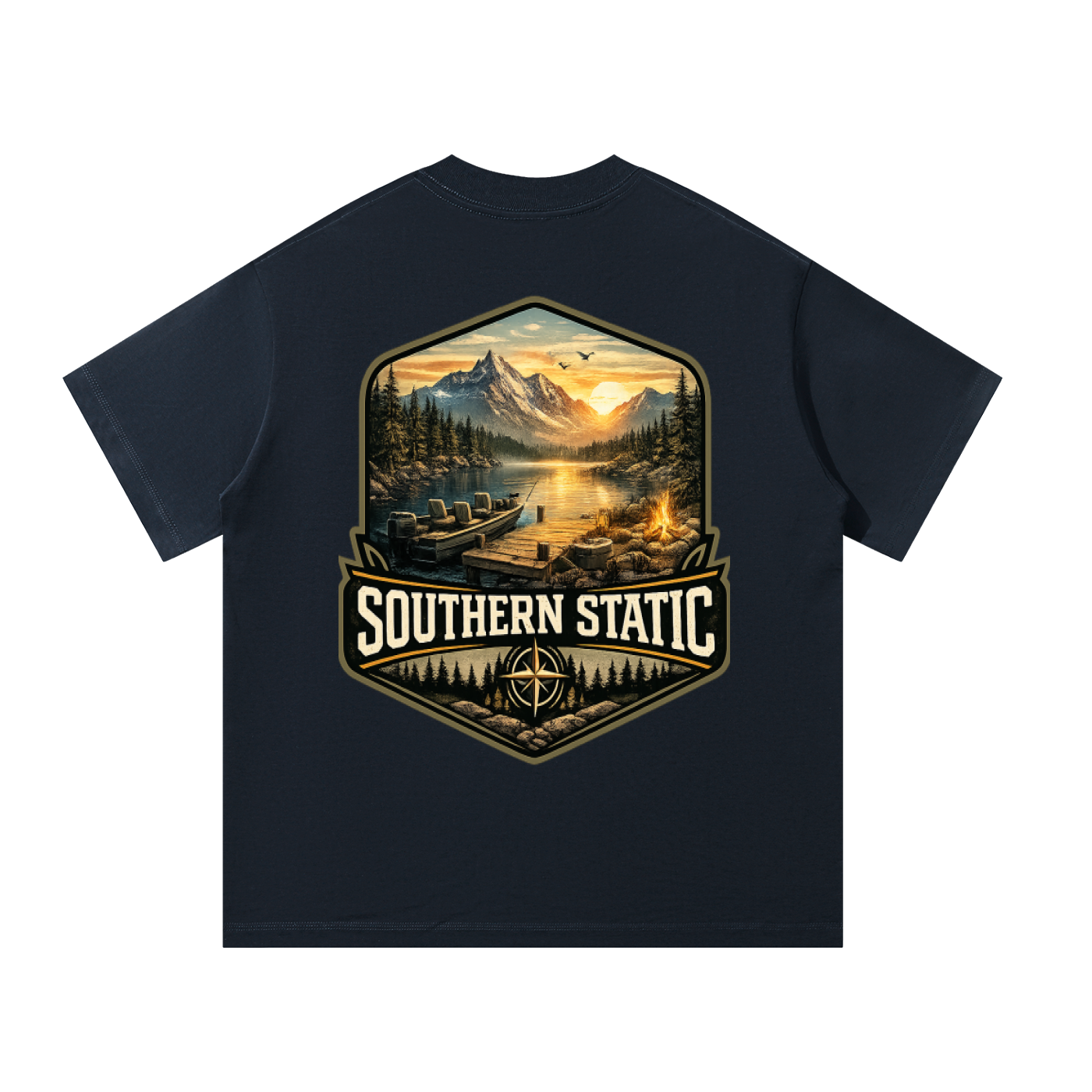 Southern Static – Mountain Lake Retreat | Vintage Outdoor Adventure Graphic Tee