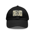 Camo Leather Patch Dad Hat — Monogram Rectangle Baseball Cap