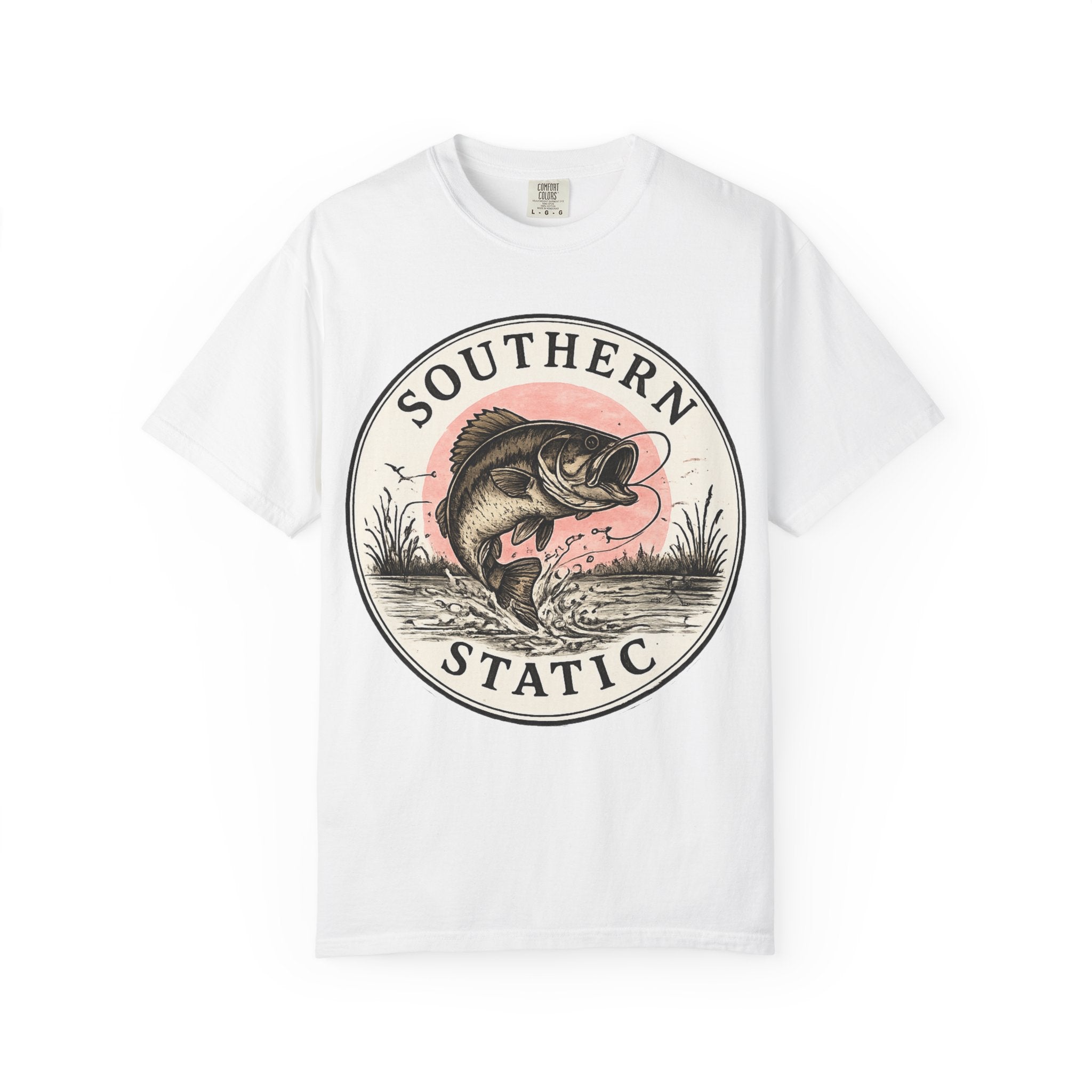 Bass Fishing Graphic T-Shirt — "Southern Static" Vintage Pond Logo