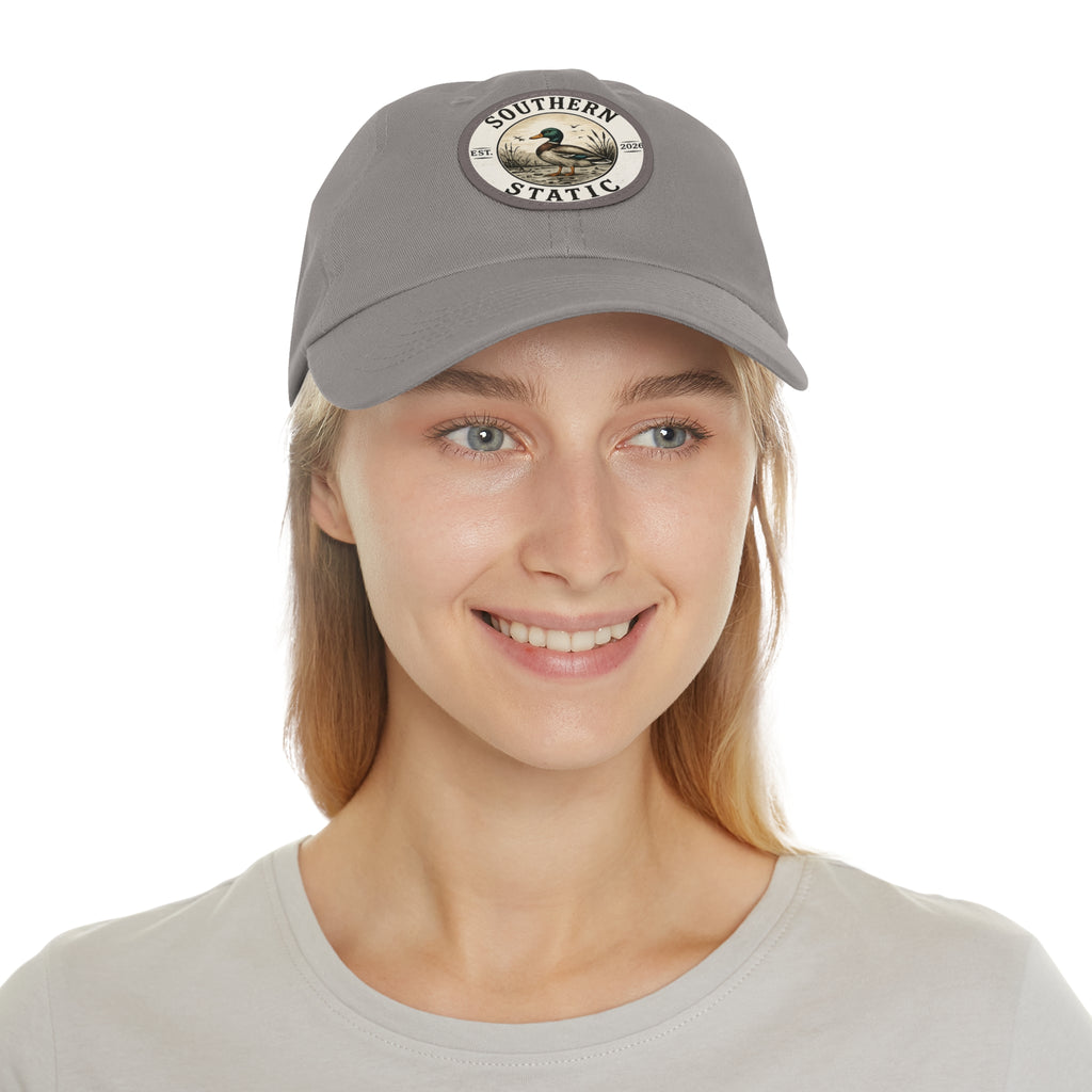 Duck Patch Dad Hat — Southern Statics Leather Round Patch Cap