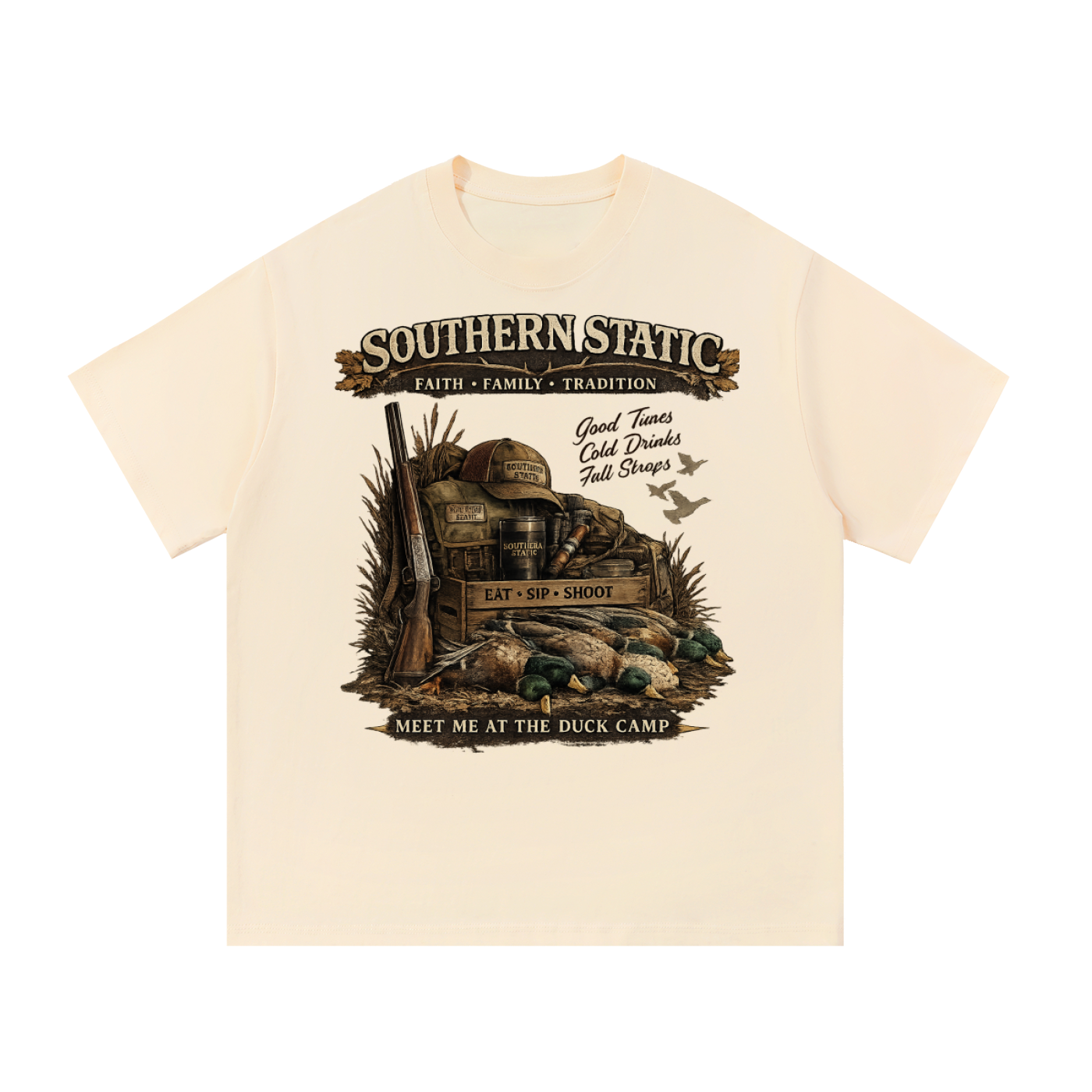 Southern Static – Meet Me at the Duck Camp | Vintage Duck Hunting Shirt Design