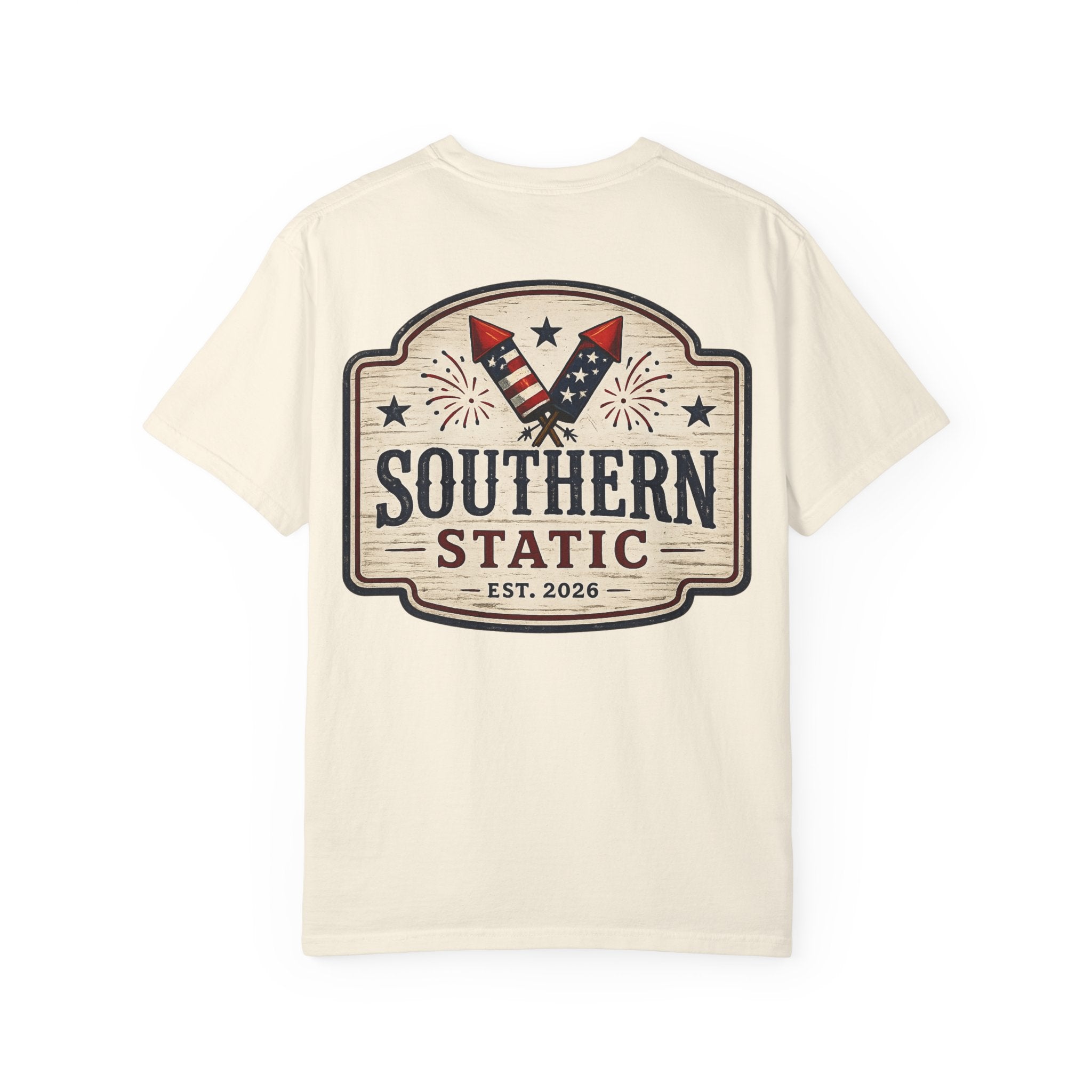 Men’s Southern Static T-Shirt — Patriotic Fireworks Logo Tee