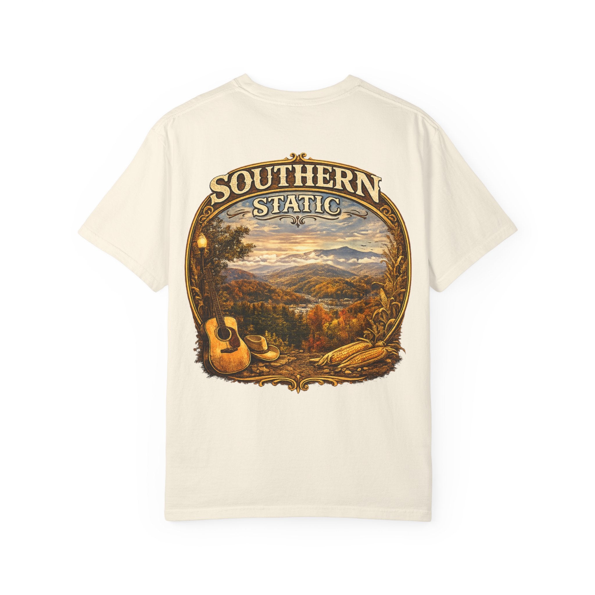 Southern Static landscape guitar sunset T-Shirt | country mountain scene