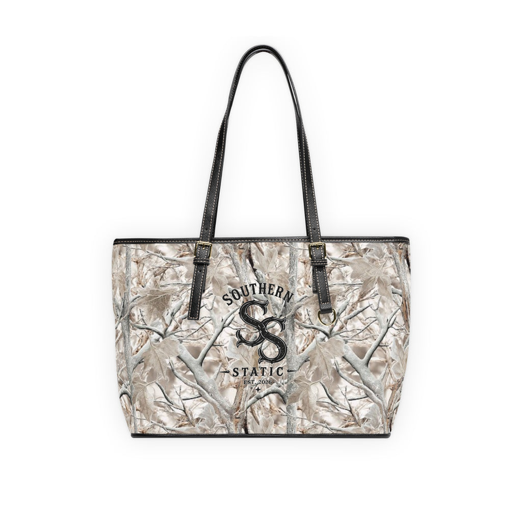 Camo PU Leather Shoulder Bag - Southern Static Logo Tote