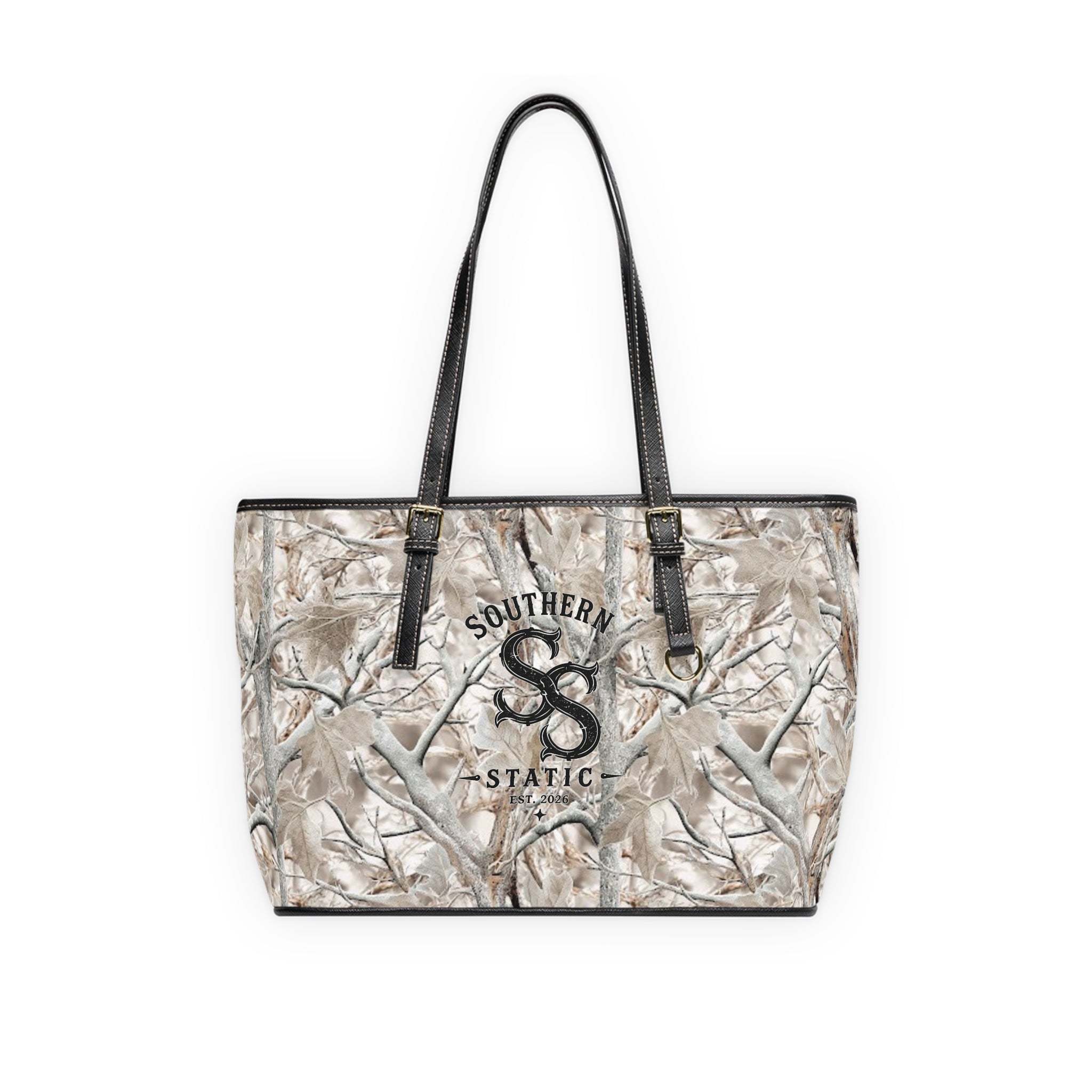Camo PU Leather Shoulder Bag - Southern Static Logo Tote
