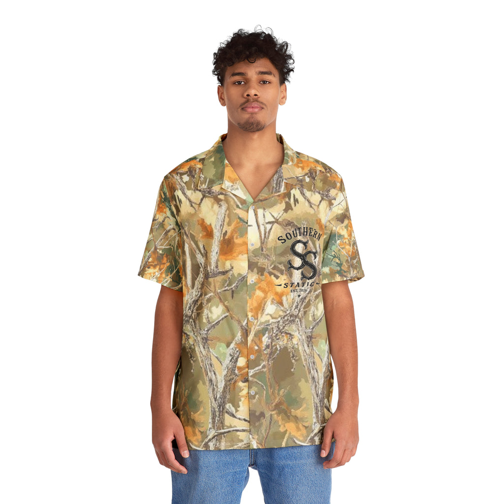 Camo Tropical Hawaiian Shirt — Southern Static Logo