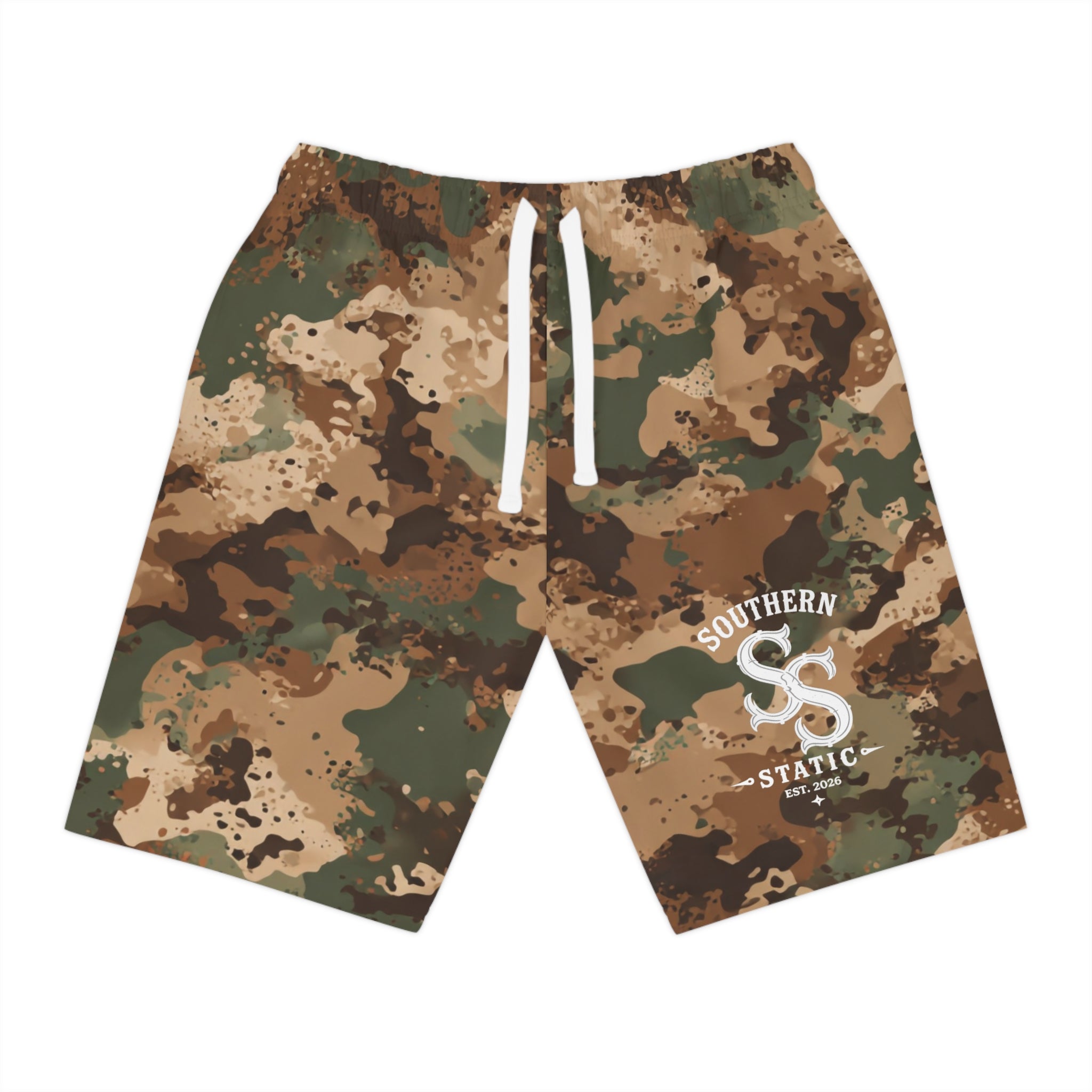 Camo Athletic Long Shorts — Southern Squad Graphic