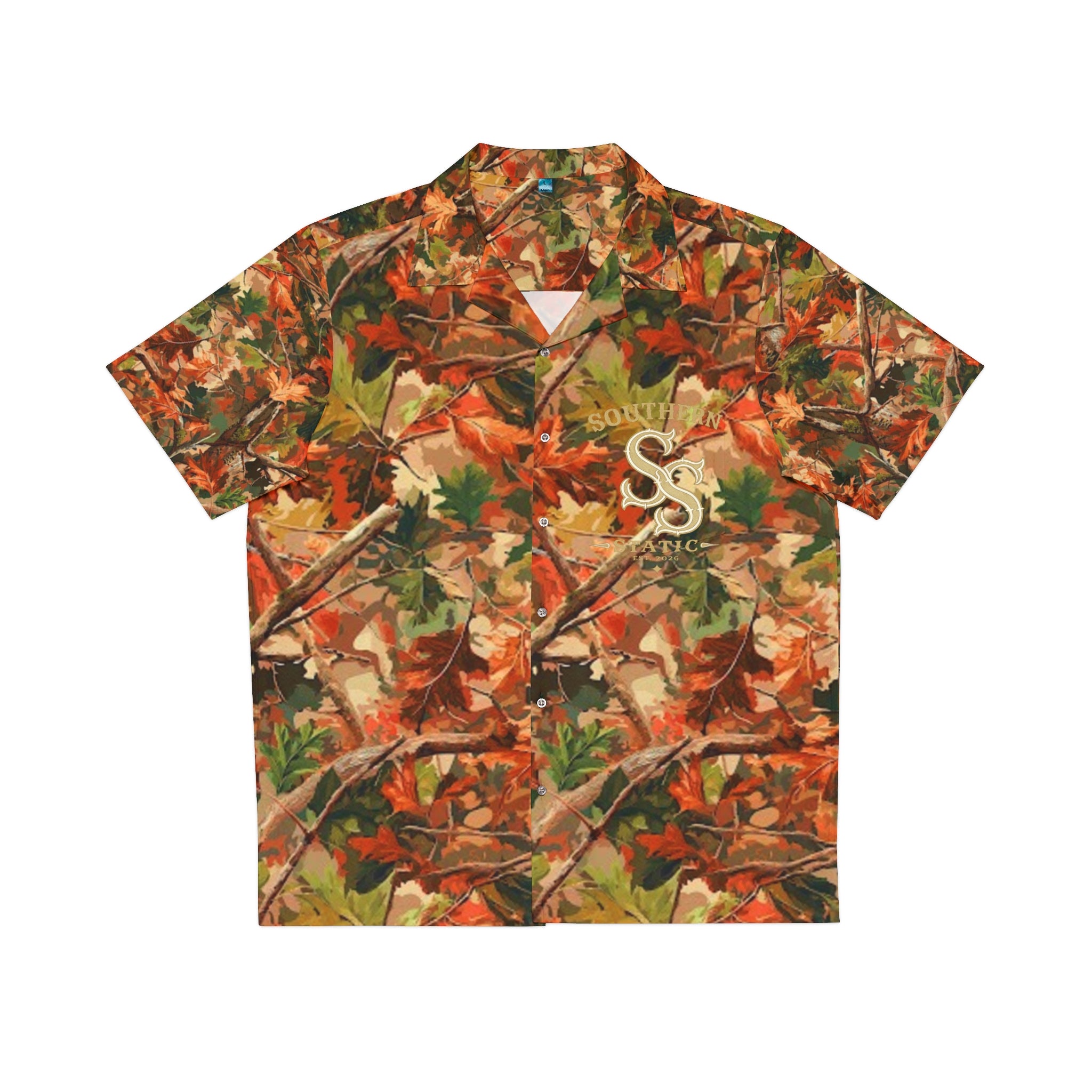 Autumn Camo Hawaiian Shirt — Leafy Fall Print AOP