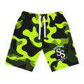Neon Camo Athletic Shorts — High-Visibility Green Performance Trunks