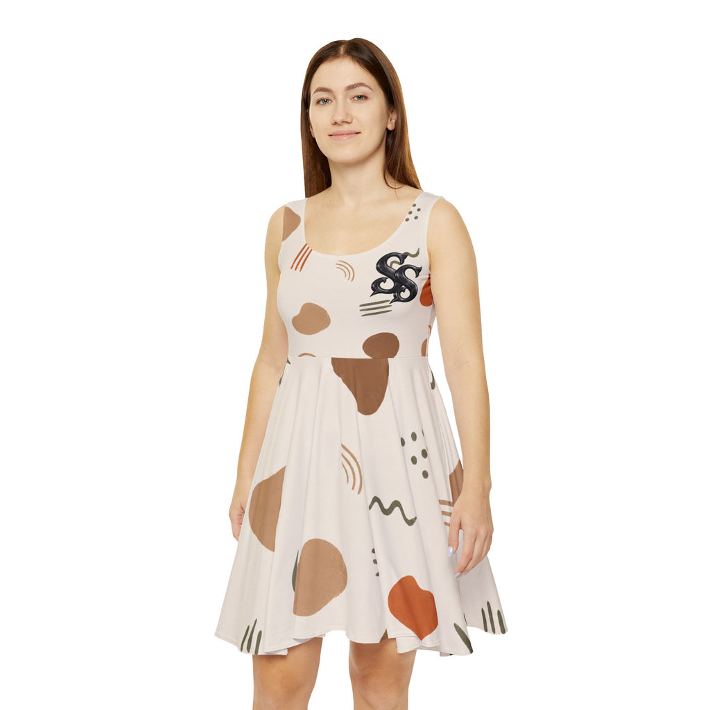 Abstract Earth Tone Shapes Skater Dress | AOP
