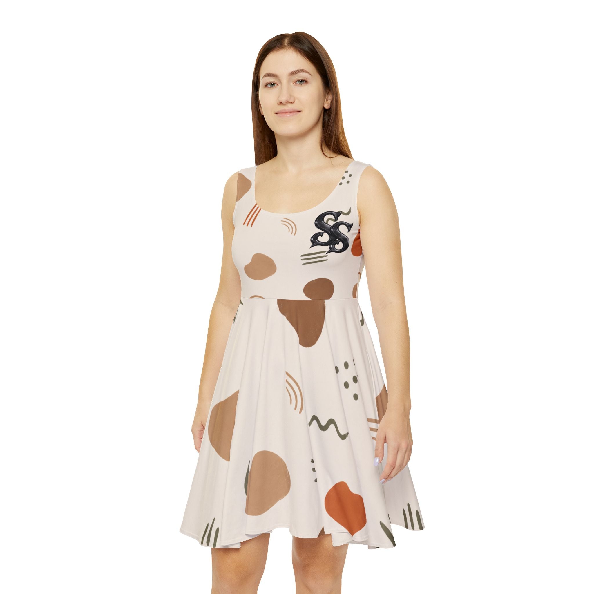 Abstract Earth Tone Shapes Skater Dress | AOP