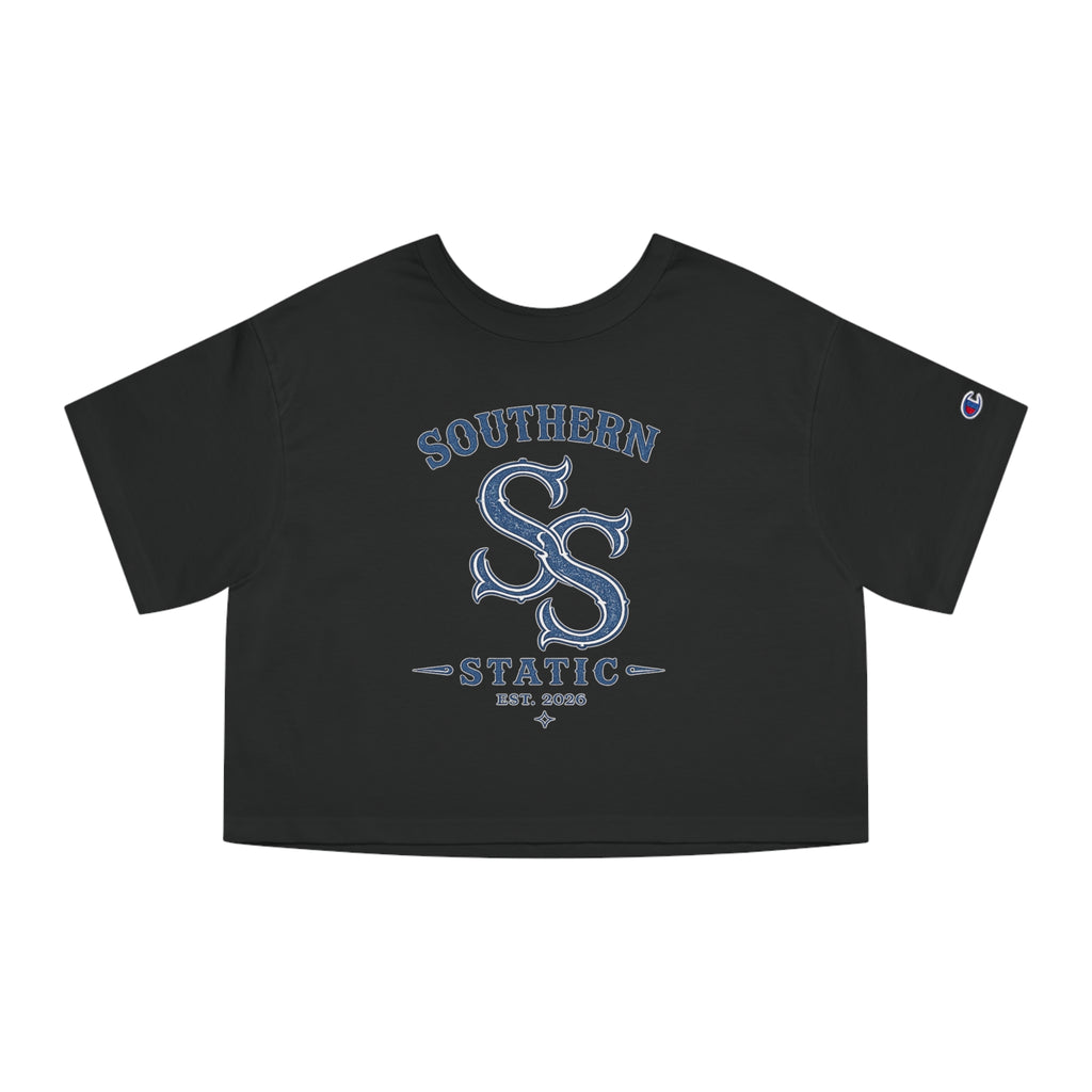 Southern Static Cropped T‑Shirt — Vintage Collegiate Logo