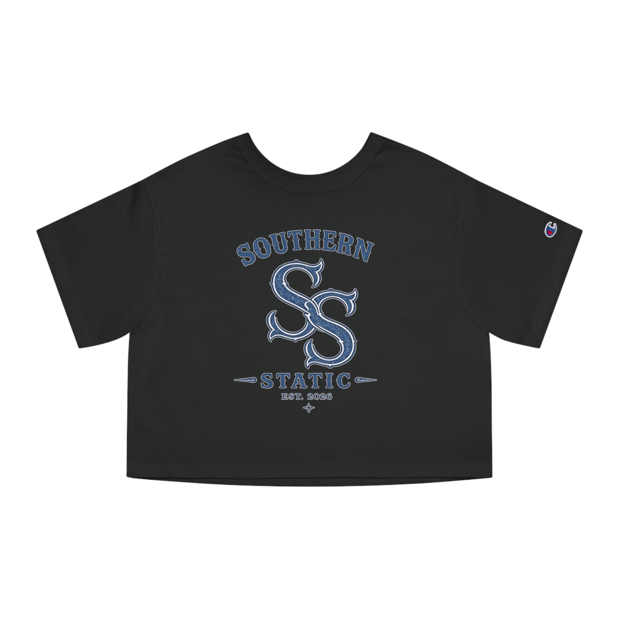Southern Static Cropped T‑Shirt — Vintage Collegiate Logo